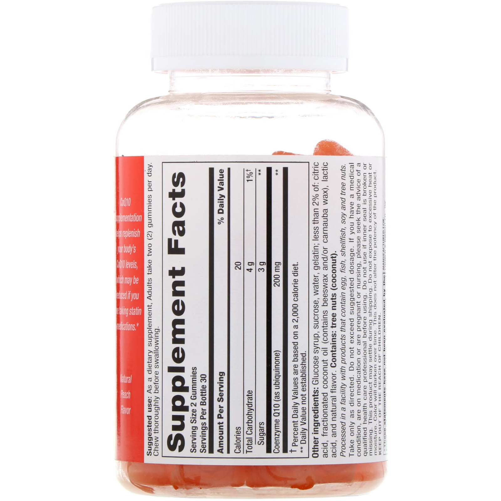 Nutrition Now, CoQ10, Natural Peach Flavor, 200 mg, 60 Gummies - Imagem 2