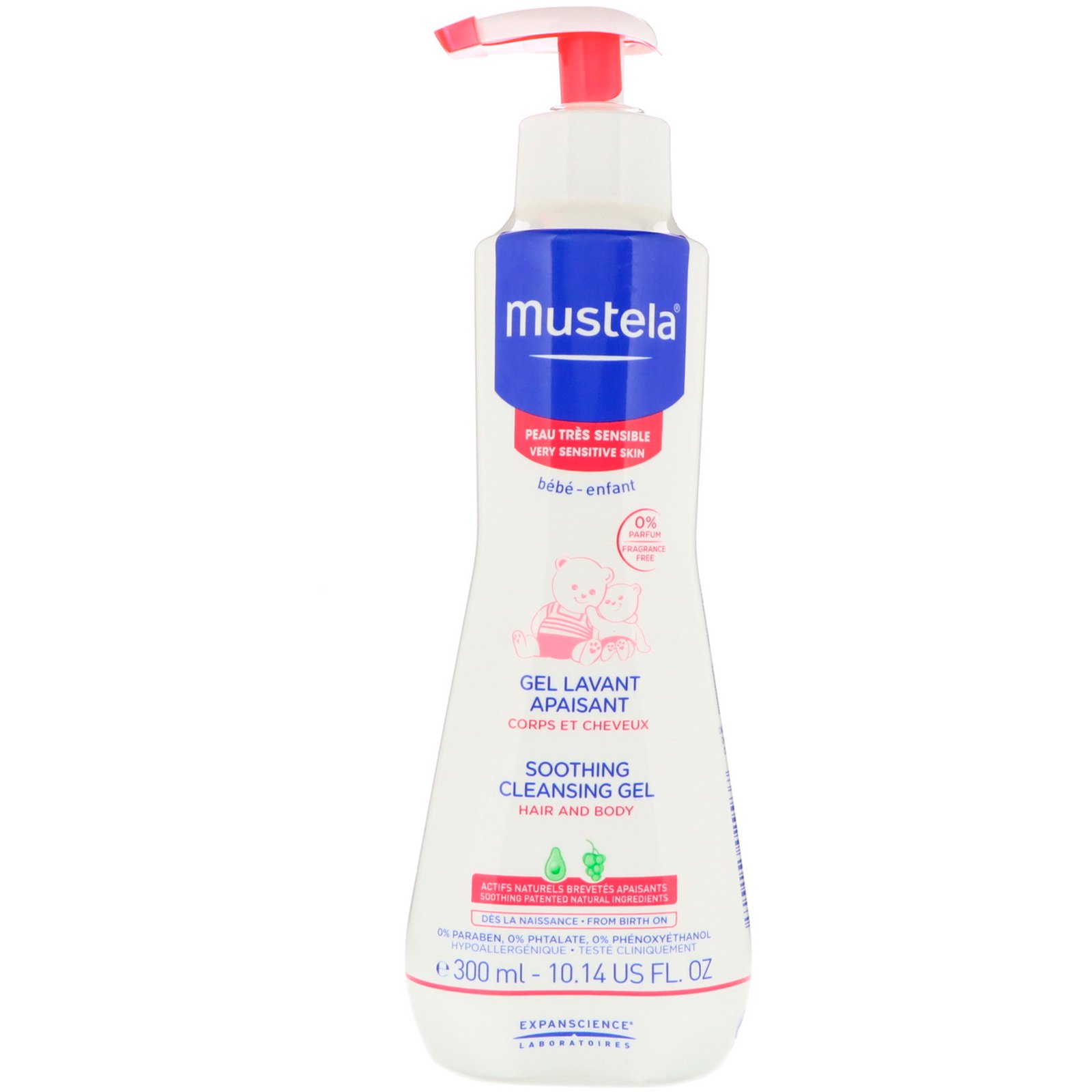 Mustela, Bebê, Gel de Limpeza Calmante, Pele Muito Sensível, 300 ml