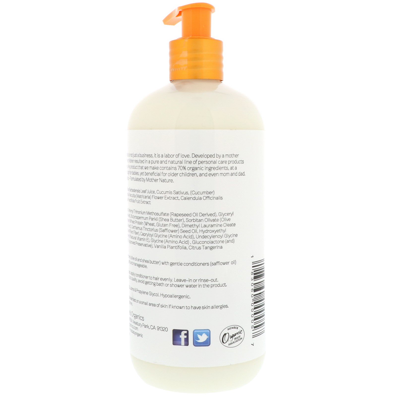 Nature's Baby Organics, Condicionador e Desembaraçante, Baunilha e Tangerina, 473 ml (16 fl oz) - Imagem 3