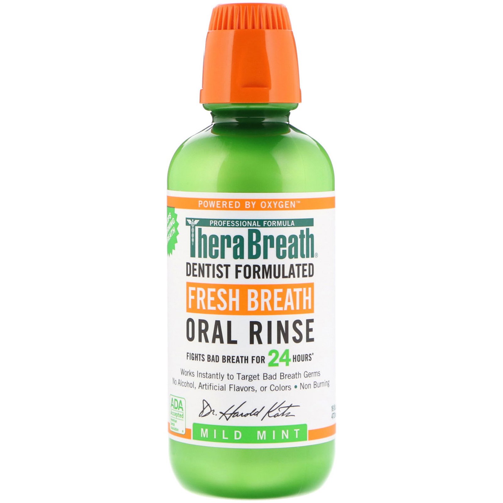 TheraBreath, Hálito Refrescante, Enxaguante Bucal, Menta Suave, 473 ml (16 fl oz)