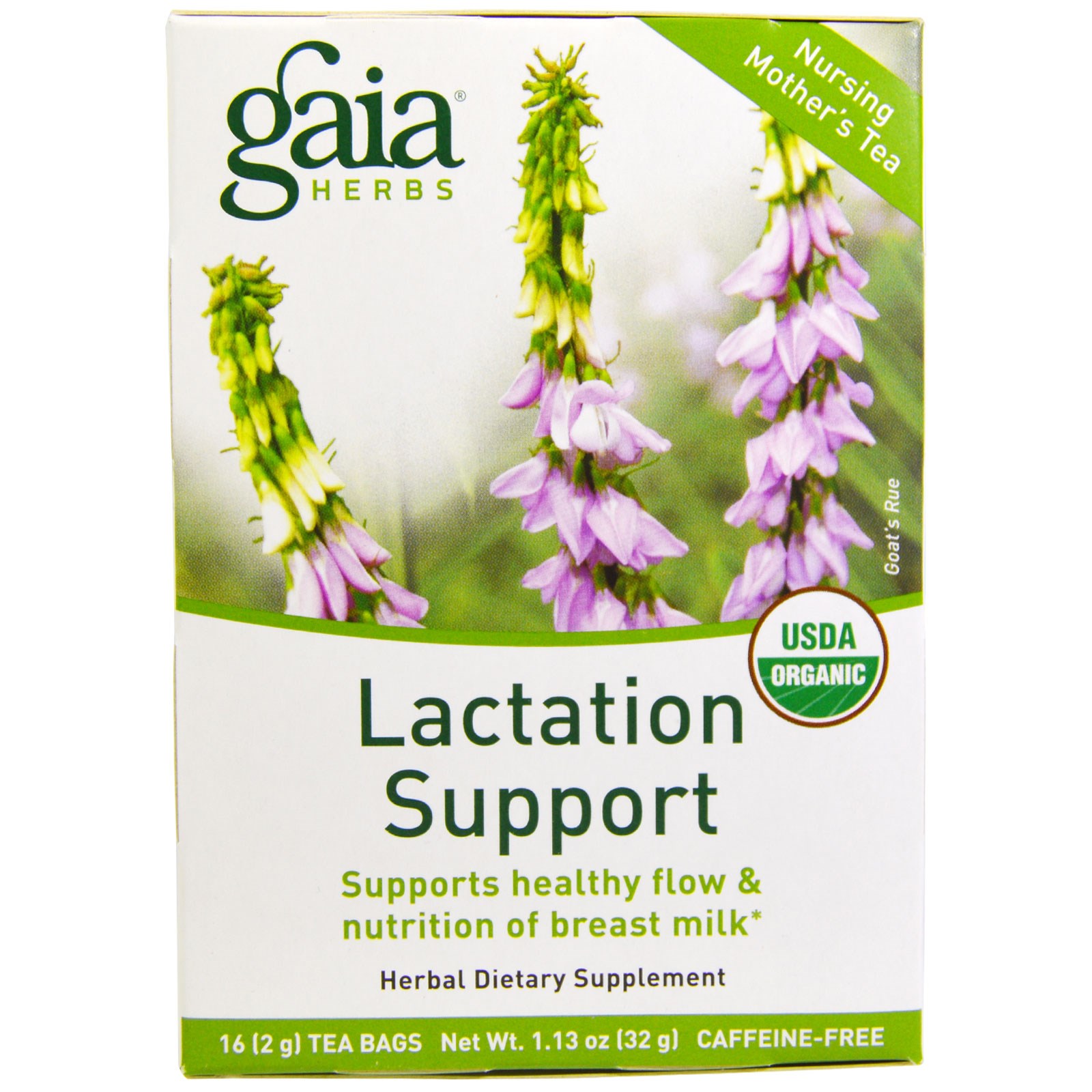 Gaia Herbs, Lactation Support, Sem Cafeína, 16 Saquinhos de Chá, 32 g (1,13 oz)
