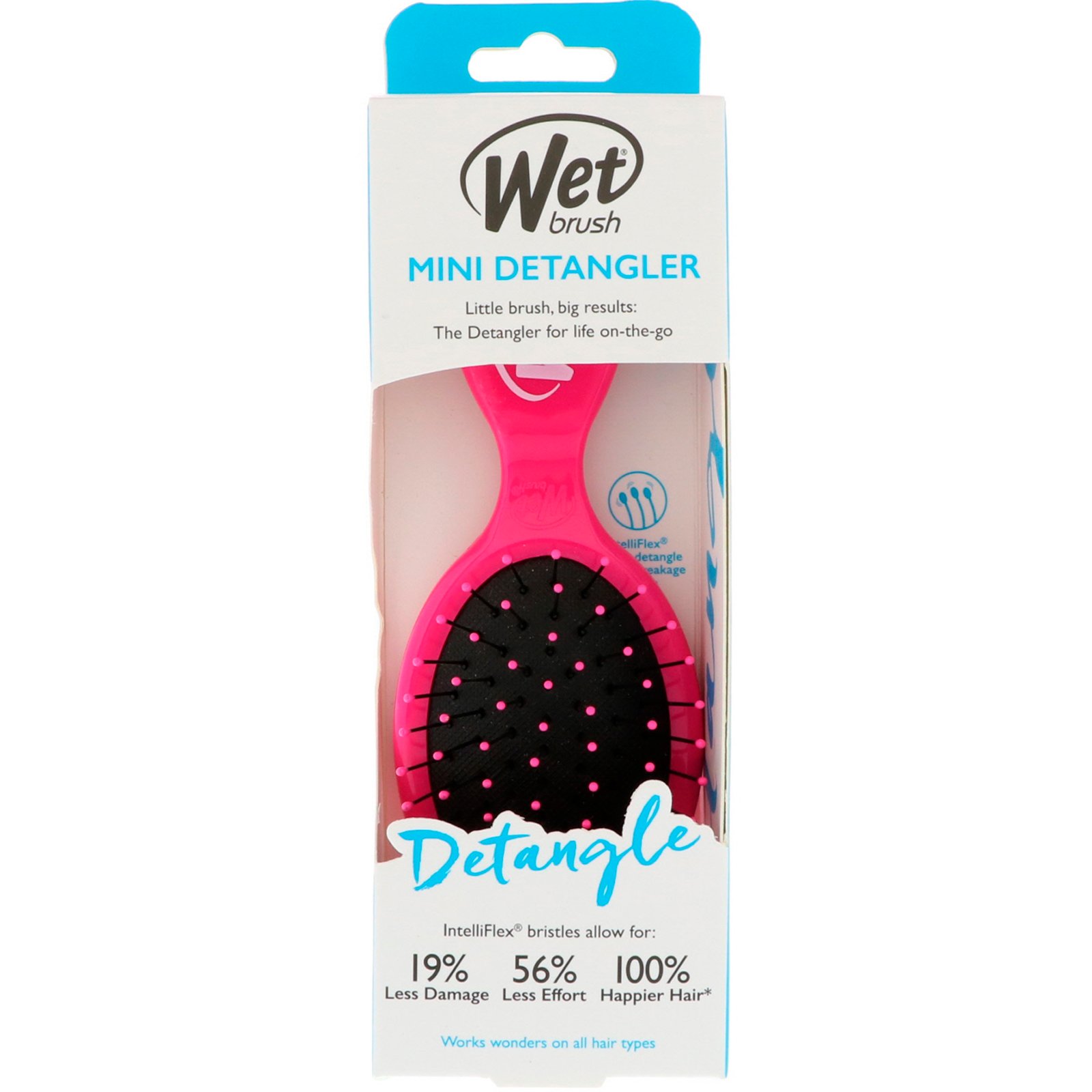 Wet Brush, Mini Escova Desembaraçadora, Rosa, 1 Escova - Imagem 2