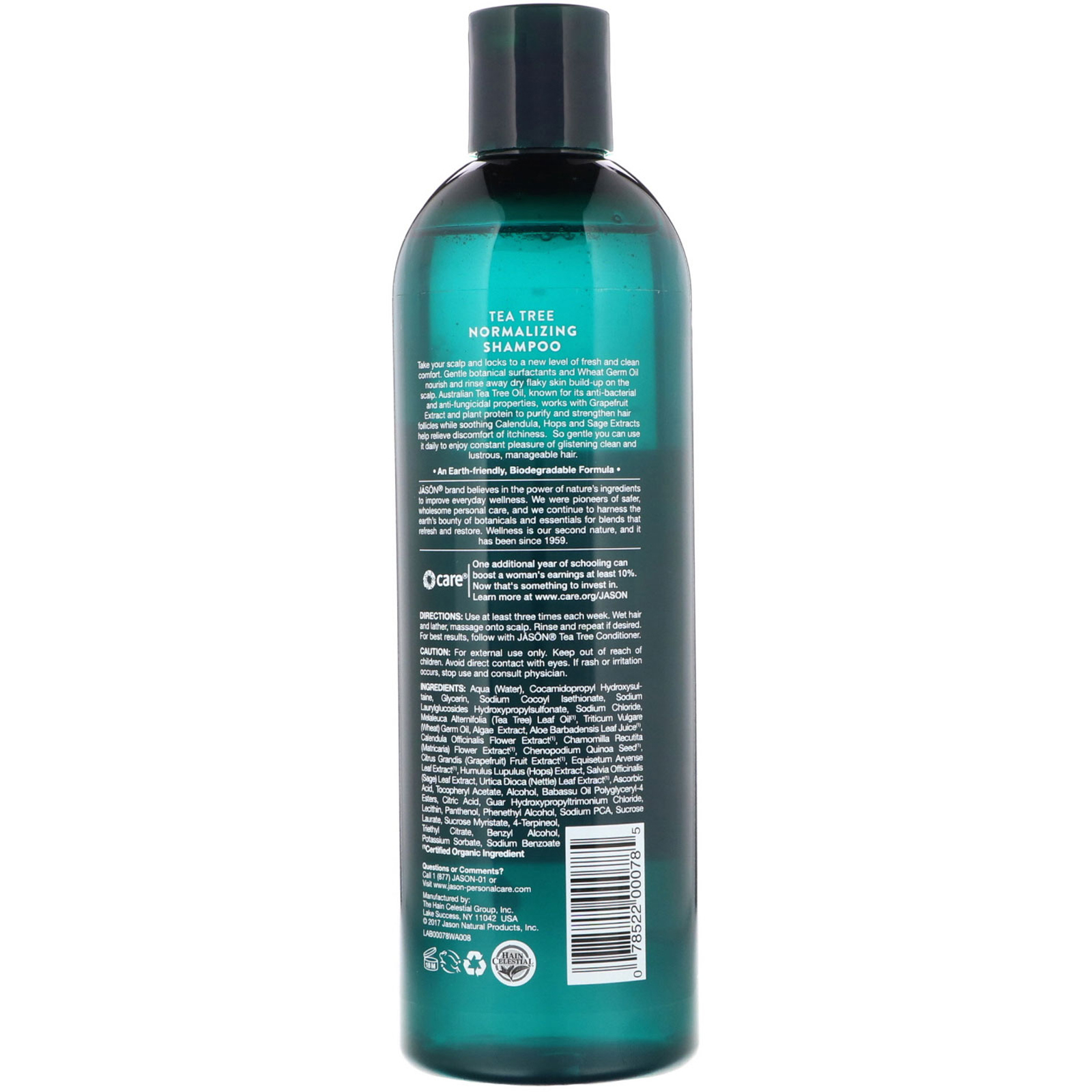 Jason Natural, Normalizing Tea Tree Shampoo, 17.5 fl oz (517 ml) - Imagem 2