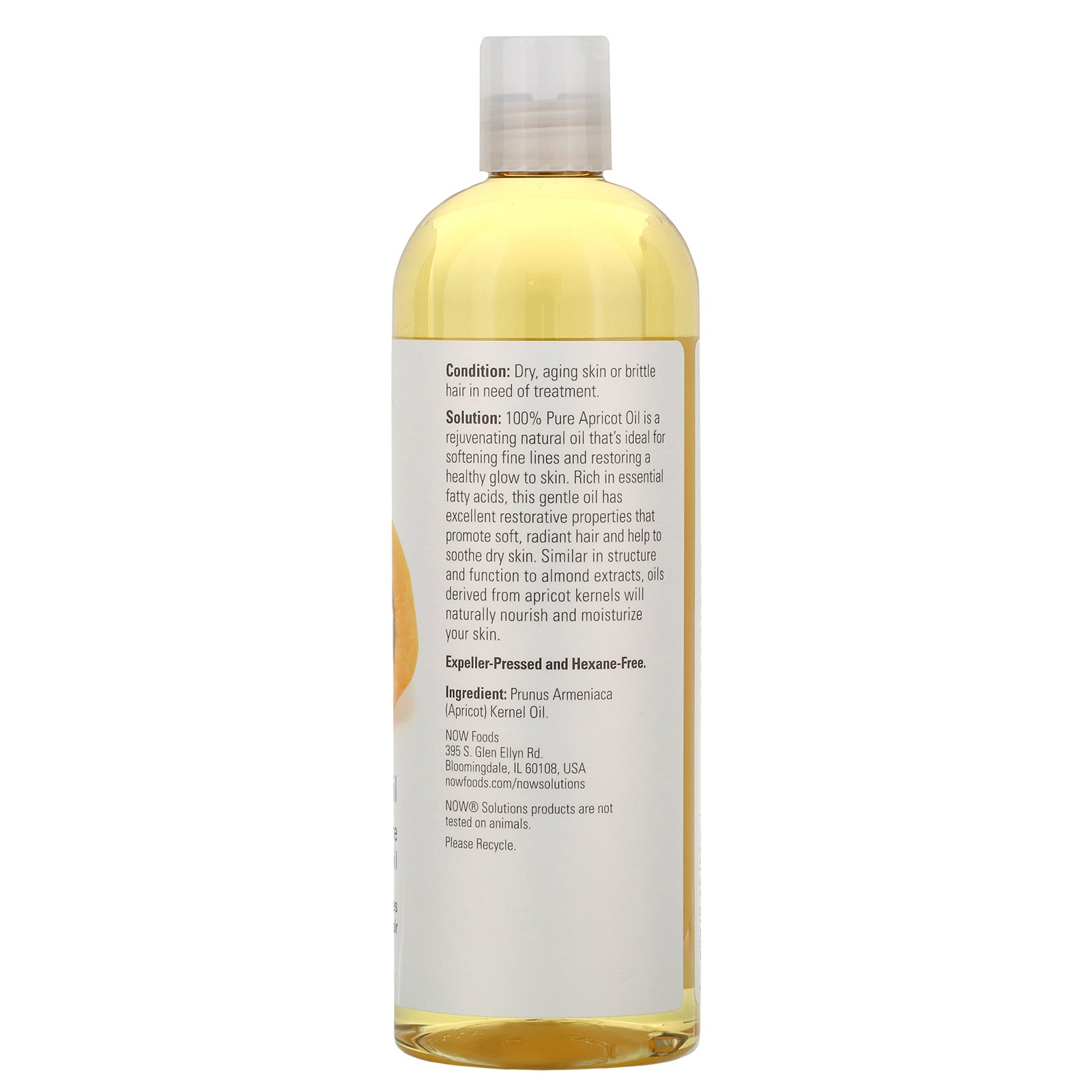 Now Foods, Solutions, Óleo de Damasco, 473 ml (16 fl oz) - Imagem 2