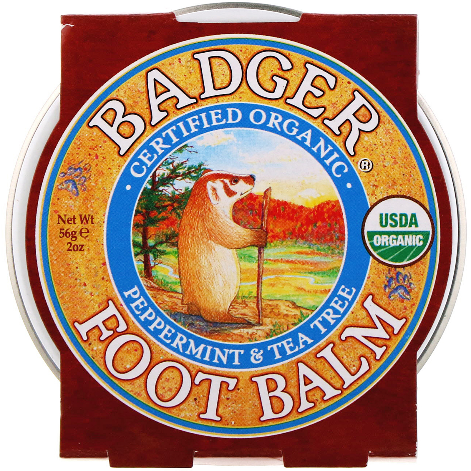 Badger Company, Bálsamo para os Pés, Menta e Melaleuca, 2 oz (56 g)
