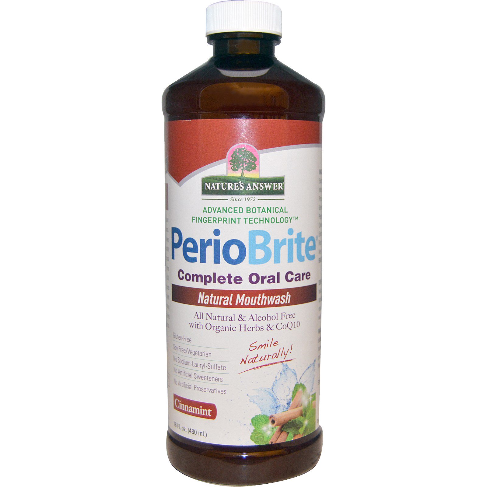 Nature's Answer, PerioBrite, Enxaguante Bucal Natural, Canela e Menta, 480 ml (16 fl oz)