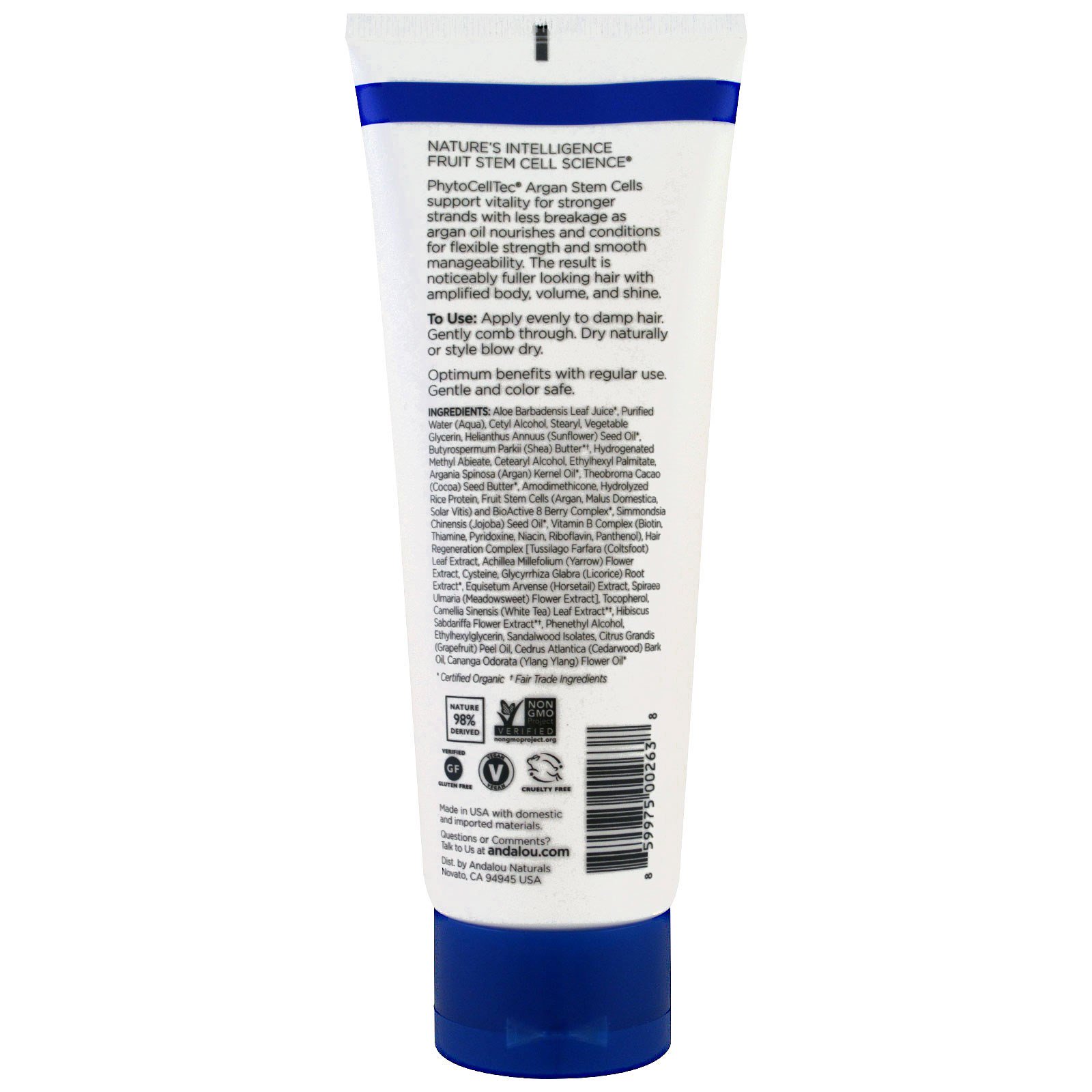 Andalou Naturals, Argan Stem Cells Style Creme, Tratamento para Cabelo Quebradiço, 5,8 fl oz (172 ml) - Imagem 2