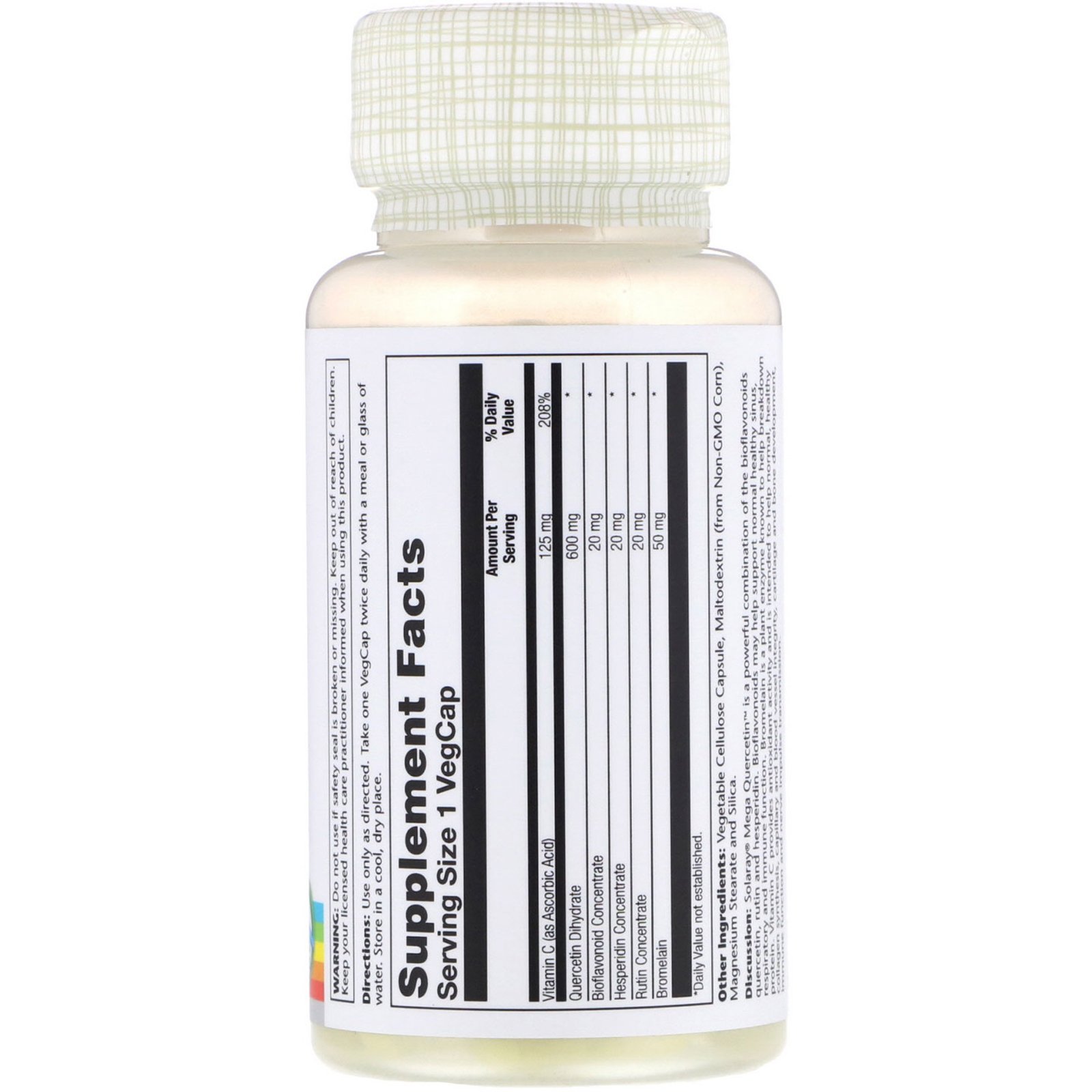 Solaray, Mega Quercetin, 60 Veggie Caps - Imagem 2