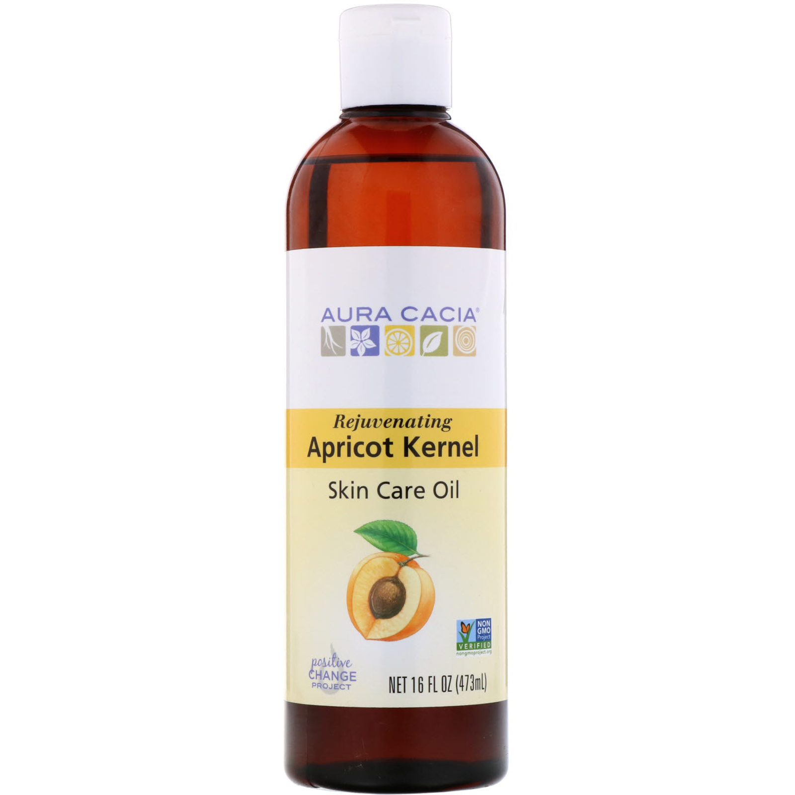 Aura Cacia, Óleo Natual para Cuidados com a Pele, Caroço de Damasco, 16 fl oz (473 ml)