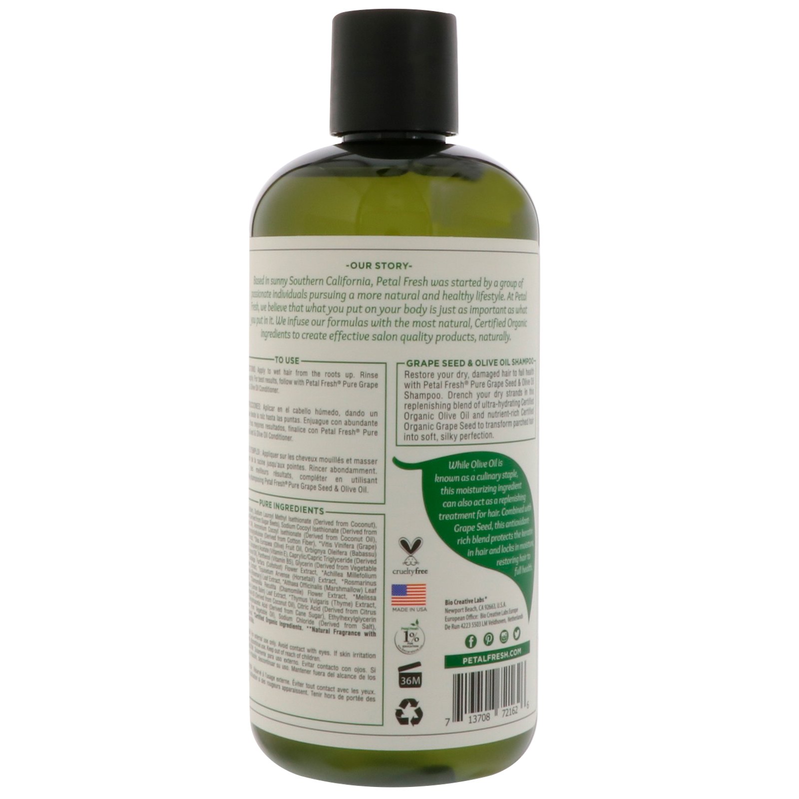 Petal Fresh, Puro, Shampoo Anti-Idade, Semente de Uva e Azeite de Oliva, 16 fl oz (475 ml) - Imagem 3