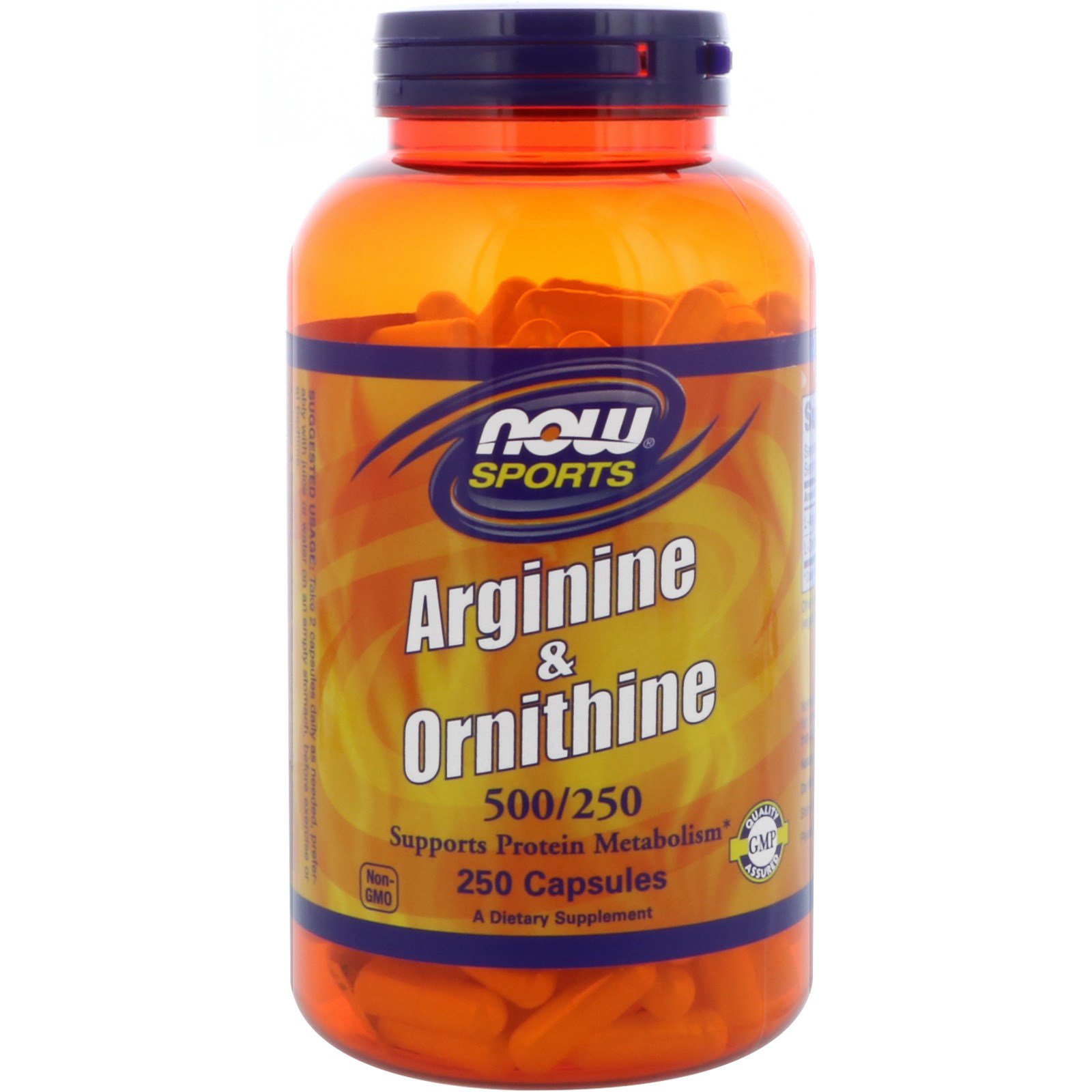 Now Foods, Sports, Arginine & Ornithine, 500/250, 250 Cápsulas