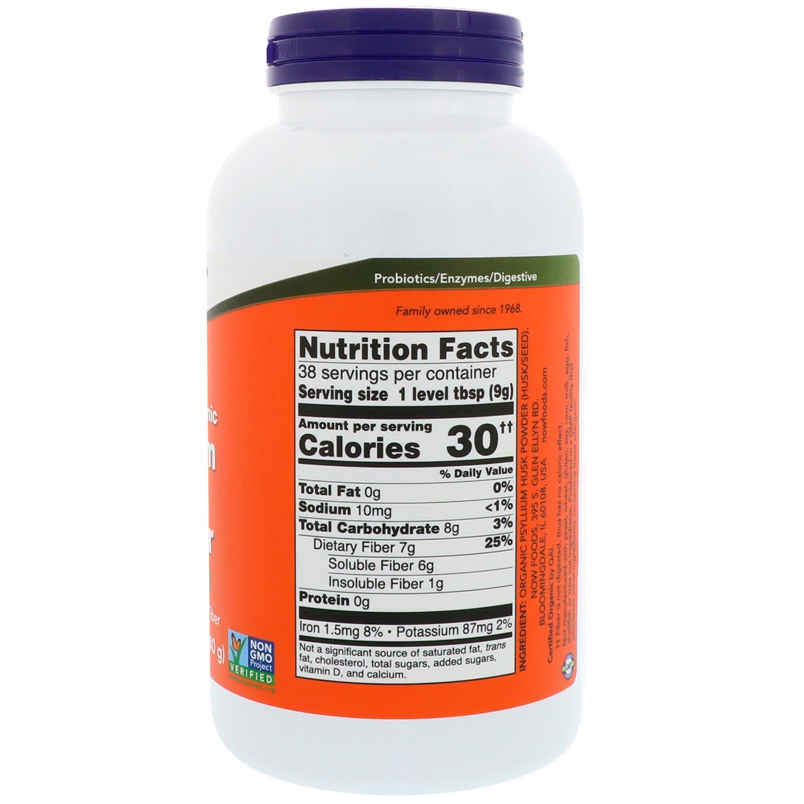 Now Foods, Certificado 100% orgânico, casca de psyllium em pó, 12 oz (340 g) - Imagem 2