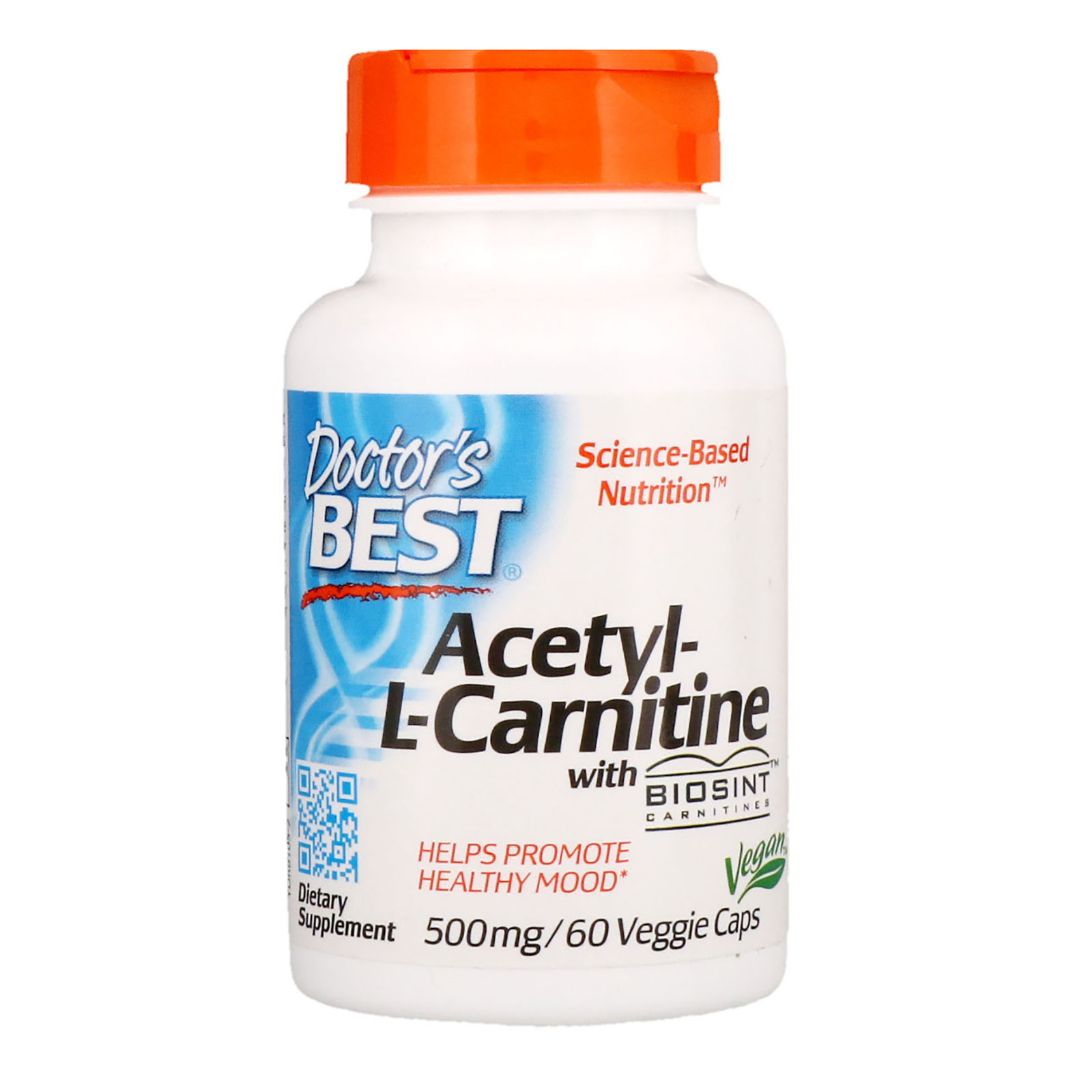 Doctor's Best, Acetil-L-Carnitina com Carnitinas Biosint, 500 mg, 60 Cápsulas Vegetais
