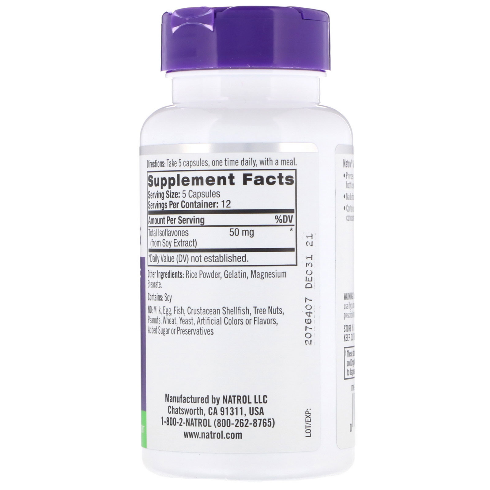 Natrol, Isoflavonas de Soja, 50 mg, 60 Cápsulas - Imagem 2