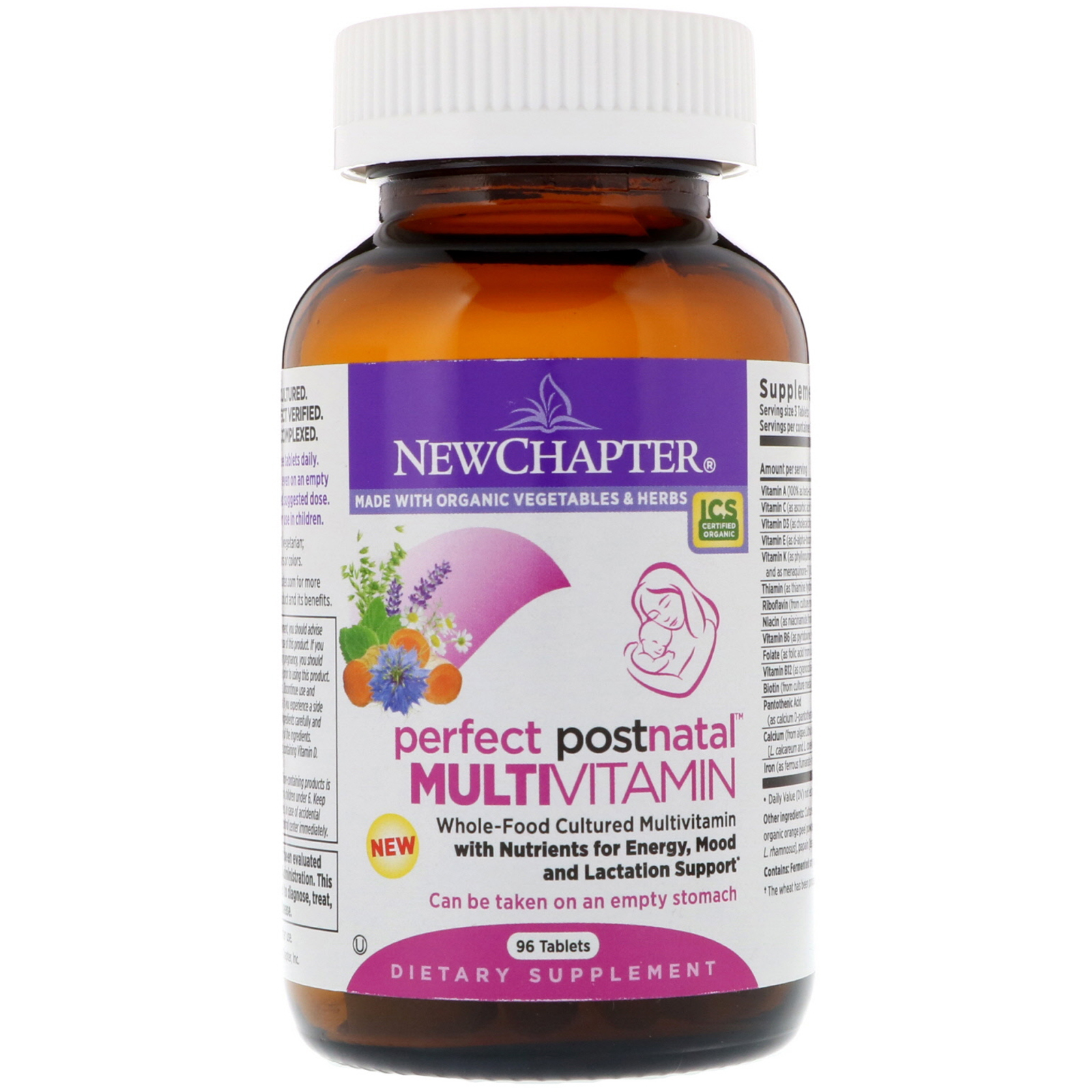 New Chapter, Perfect Postnatal, Multivitamin, 96 Tablets - Imagem 3