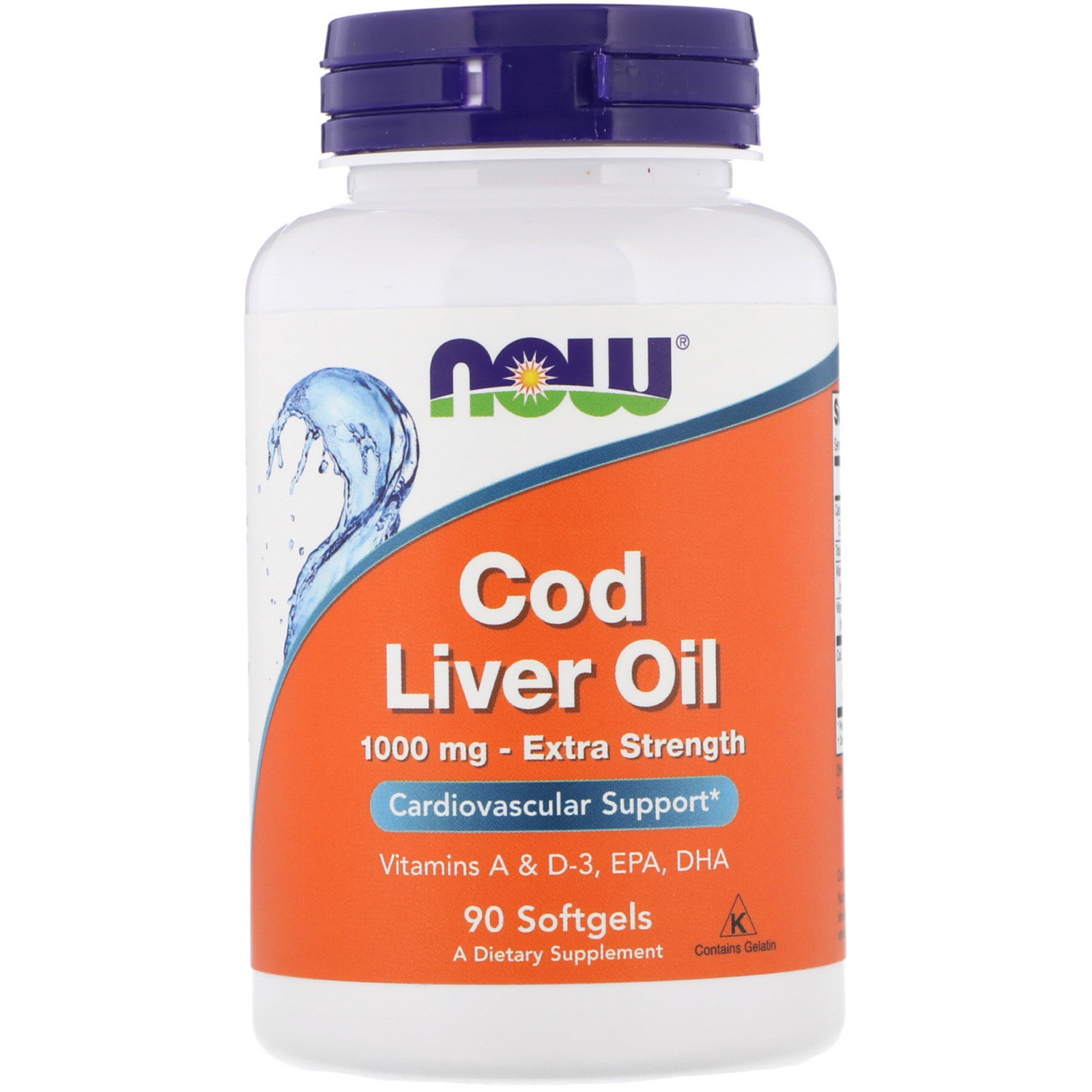 Now Foods, Óleo de Fígado de Bacalhau, Força Extra, 1.000 mg, 90 Cápsulas Gelatinosas