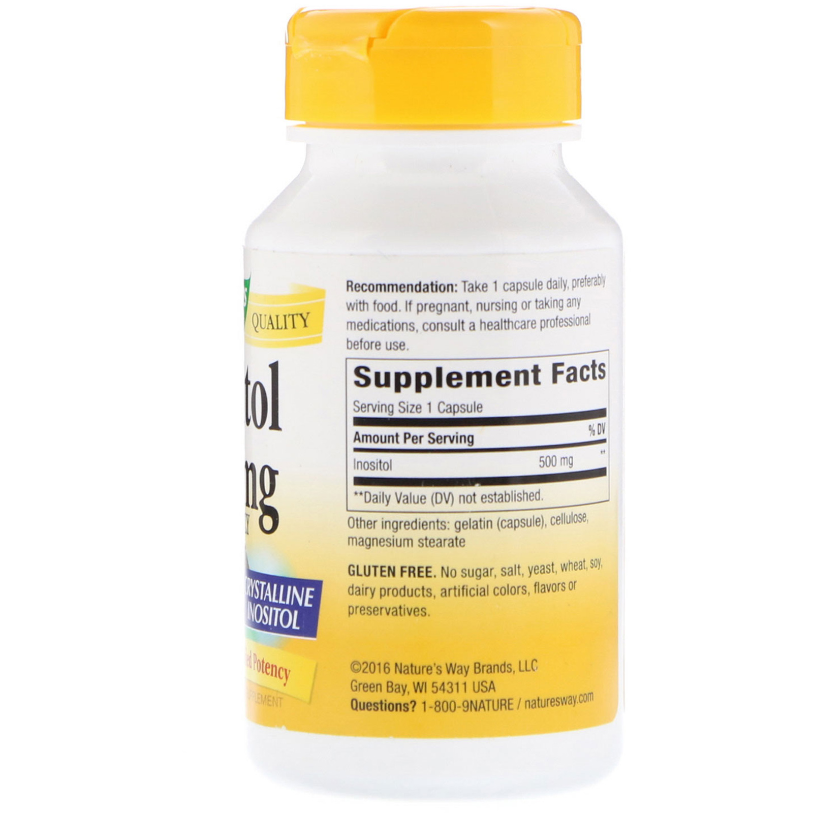 Nature's Way, Inositol, Uma vez ao dia, 500 mg, 100 cápsulas - Imagem 2