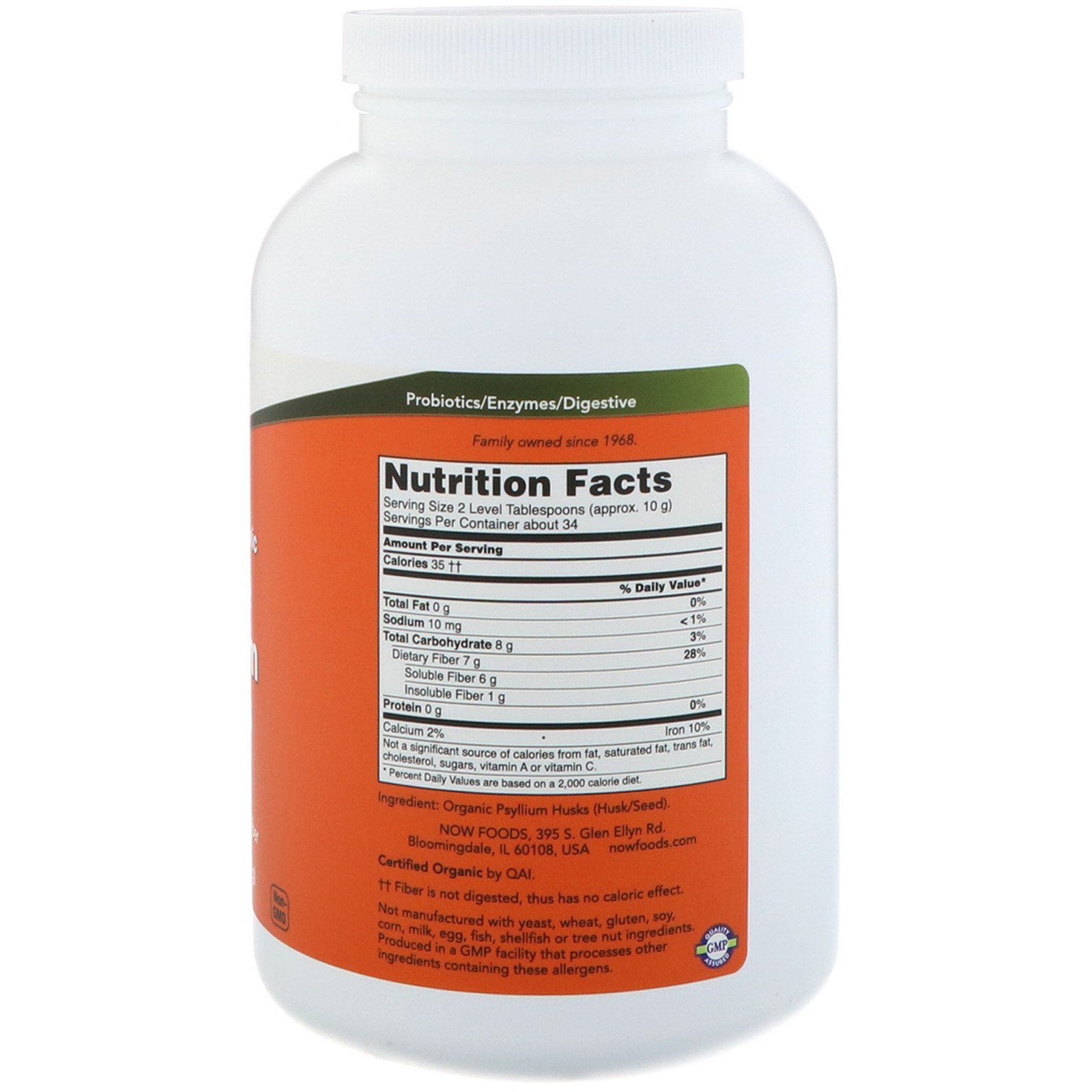 Now Foods, Salgadinhos de Psyllium inteiros orgânicos certificados, 12 oz (340 g) - Imagem 2