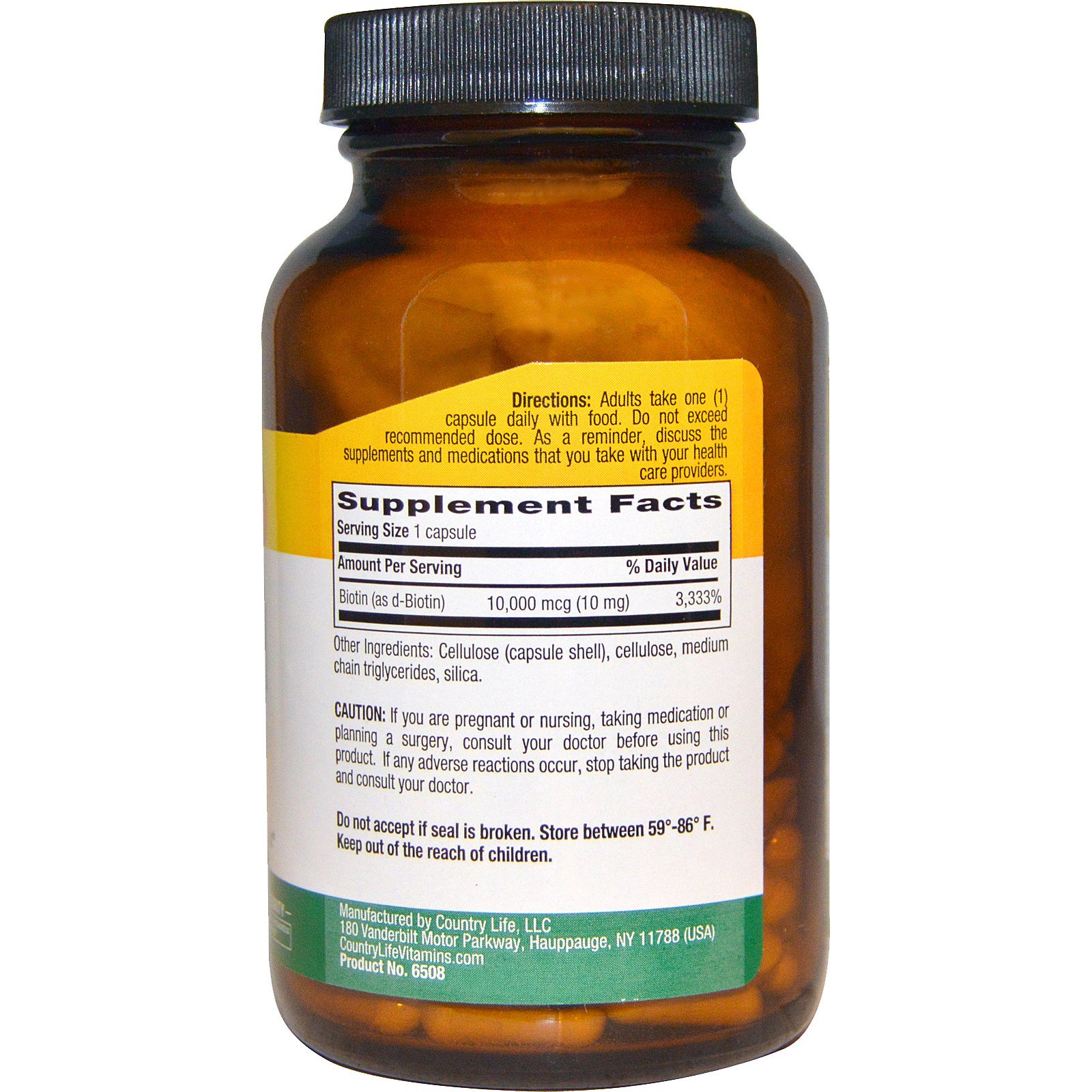 Country Life, Biotina, Alta Potência, 10 mg, 120 Cápsulas Vegetais - Imagem 2