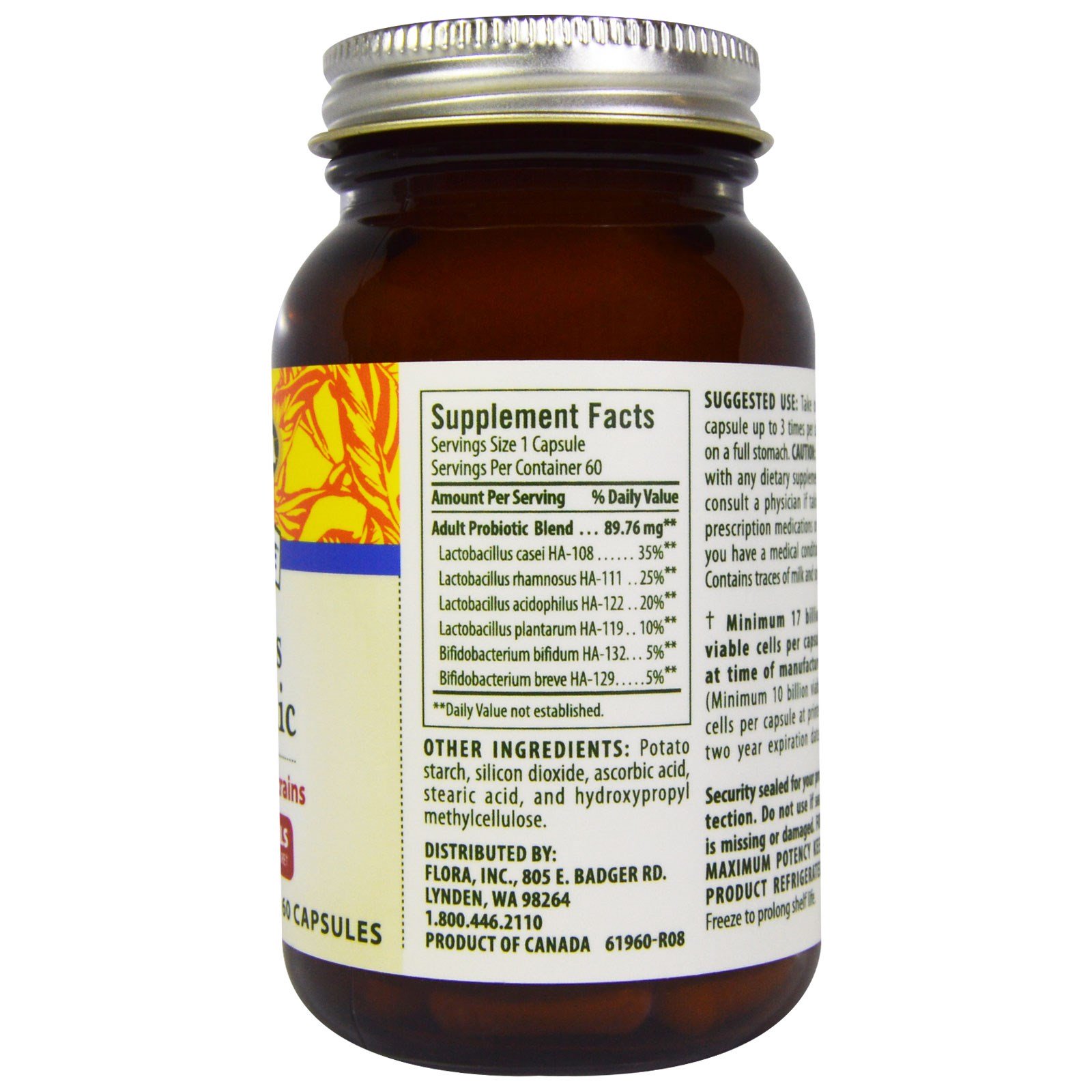 Flora, Udo's Choice, Adult's Probiotic, 17 Billion Cells, 60 Capsules - Imagem 2