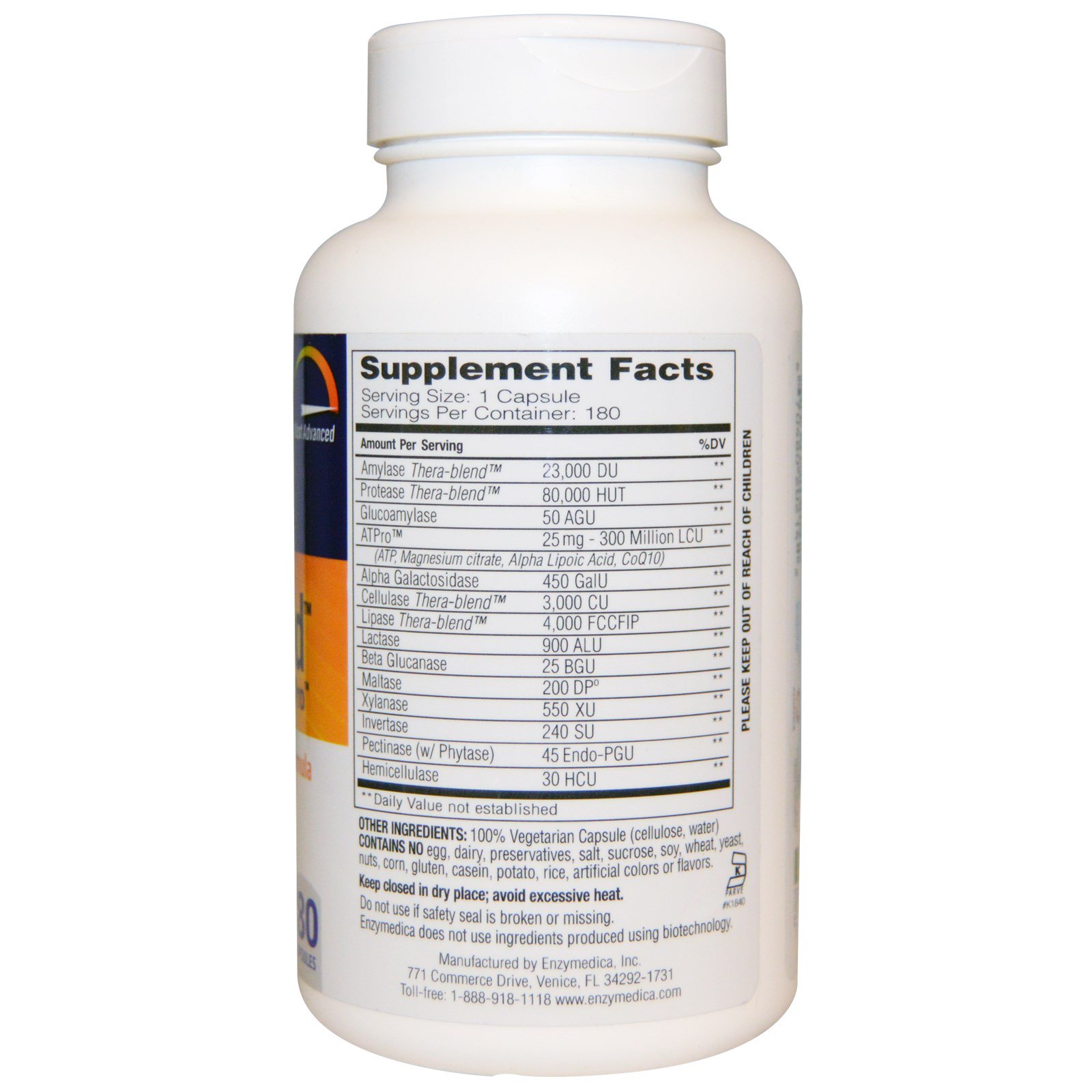 Enzymedica, Digest Gold with ATPro, 180 Capsules - Imagem 2
