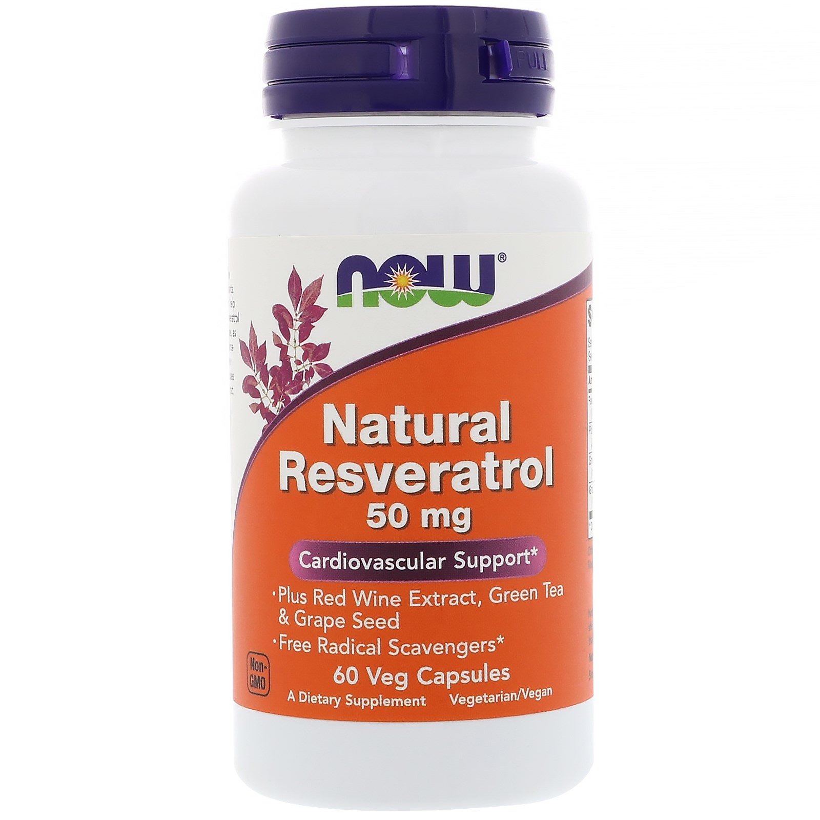 Now Foods, Resveratrol Natural, 50 mg, 60 Cápsulas Vegetarianas