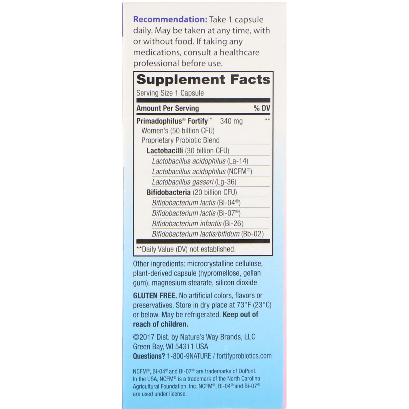 Nature's Way, Primadophilus, Fortify, Women's Probiotic, Extra Strength, 30 Vegetarian Capsules - Imagem 2