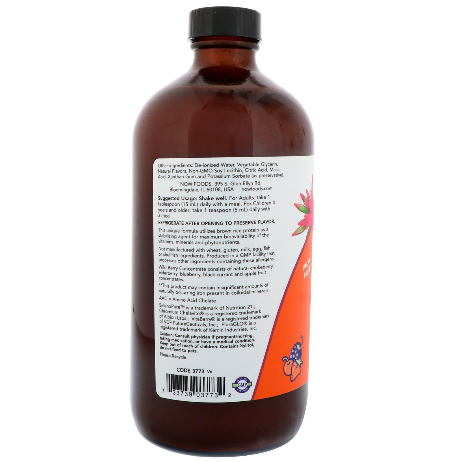 Now Foods, Multivitamínico Líquido, Sabor Frutas Selvagens, 16 fl oz (473 ml) - Imagem 3