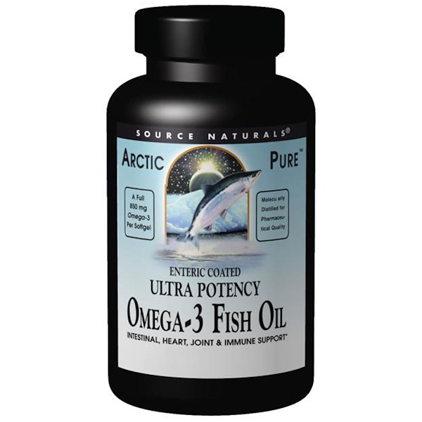 Source Naturals, Arctic Pure, Óleo de Peixe Ultrapotente com Ômega-3, 850 mg, 120 Cápsulas Gelatinosas