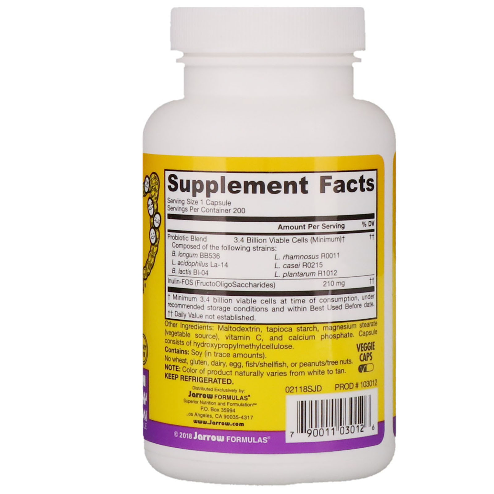 Jarrow Formulas, Jarro-Dophilus + FOS, 3,4 bilhões, 200 Cápsulas (Ice) - Imagem 2