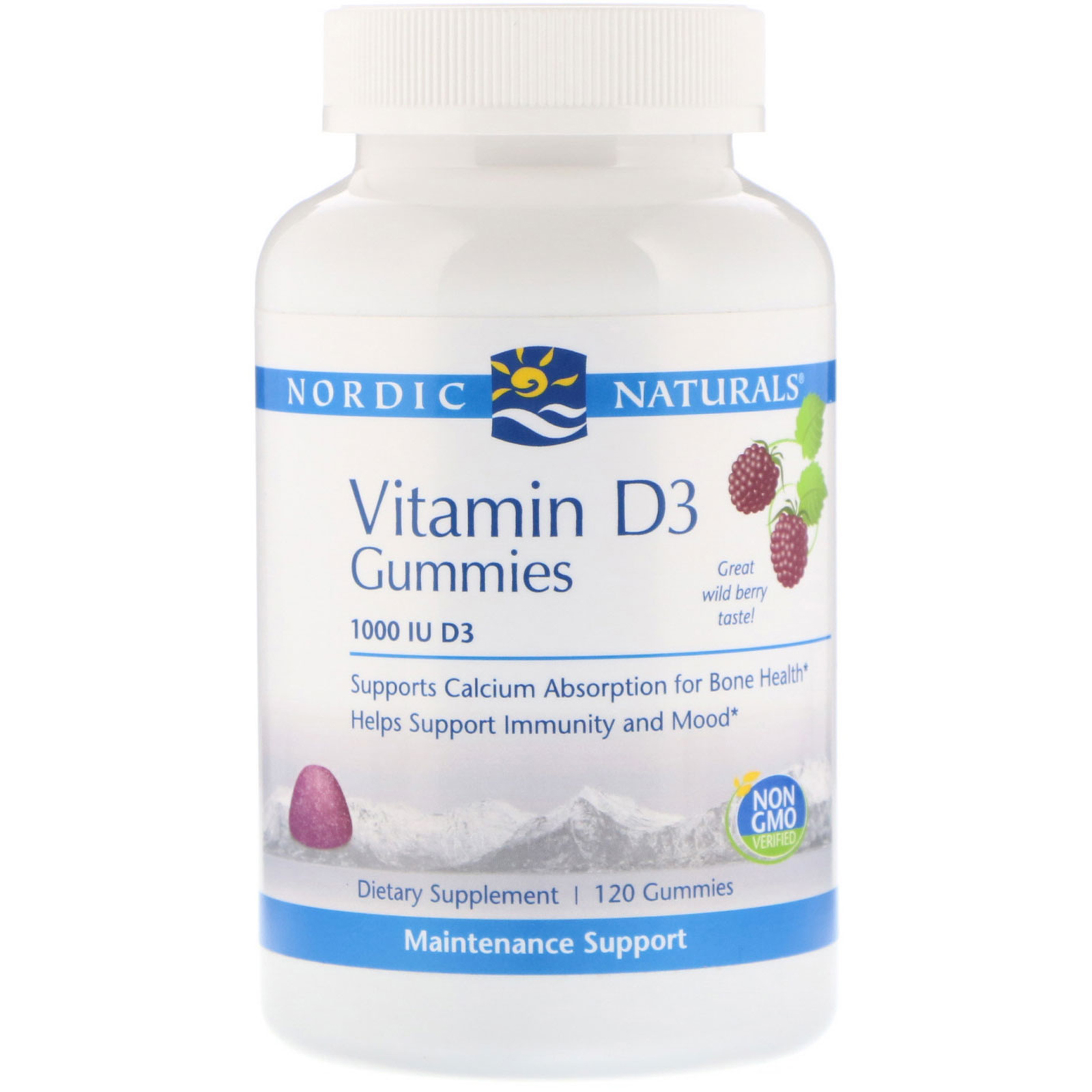 Nordic Naturals, Vitamina D3, Frutas Silvestres, 1000 UI, 120 Balas de Goma