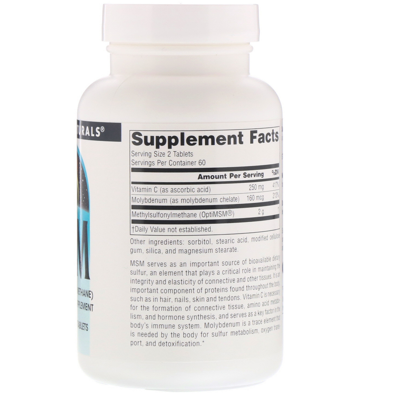 Source Naturals, MSM, 1000 mg, 120 Comprimidos - Imagem 2