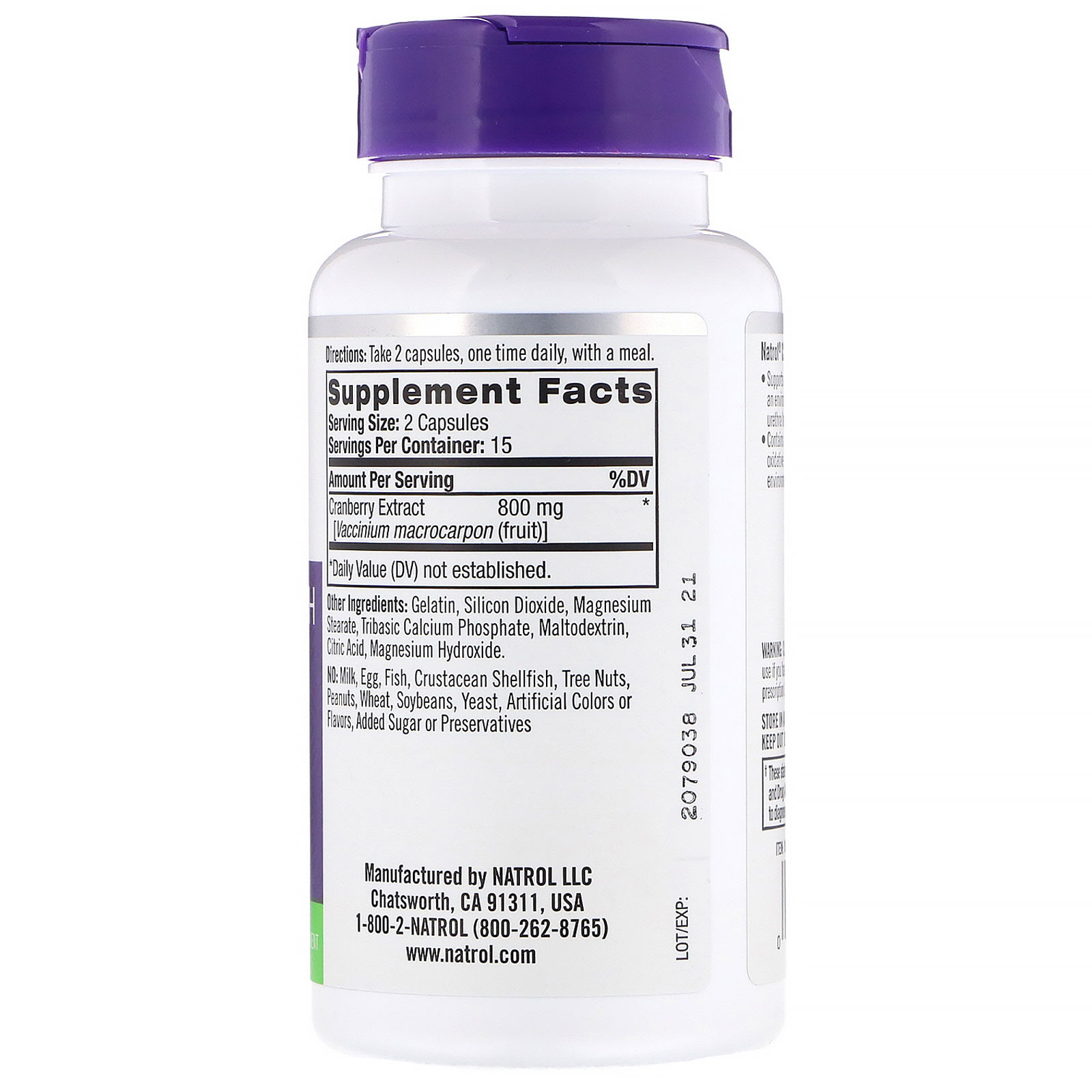Natrol, Oxicoco, 800 mg, 30 Cápsulas - Imagem 2