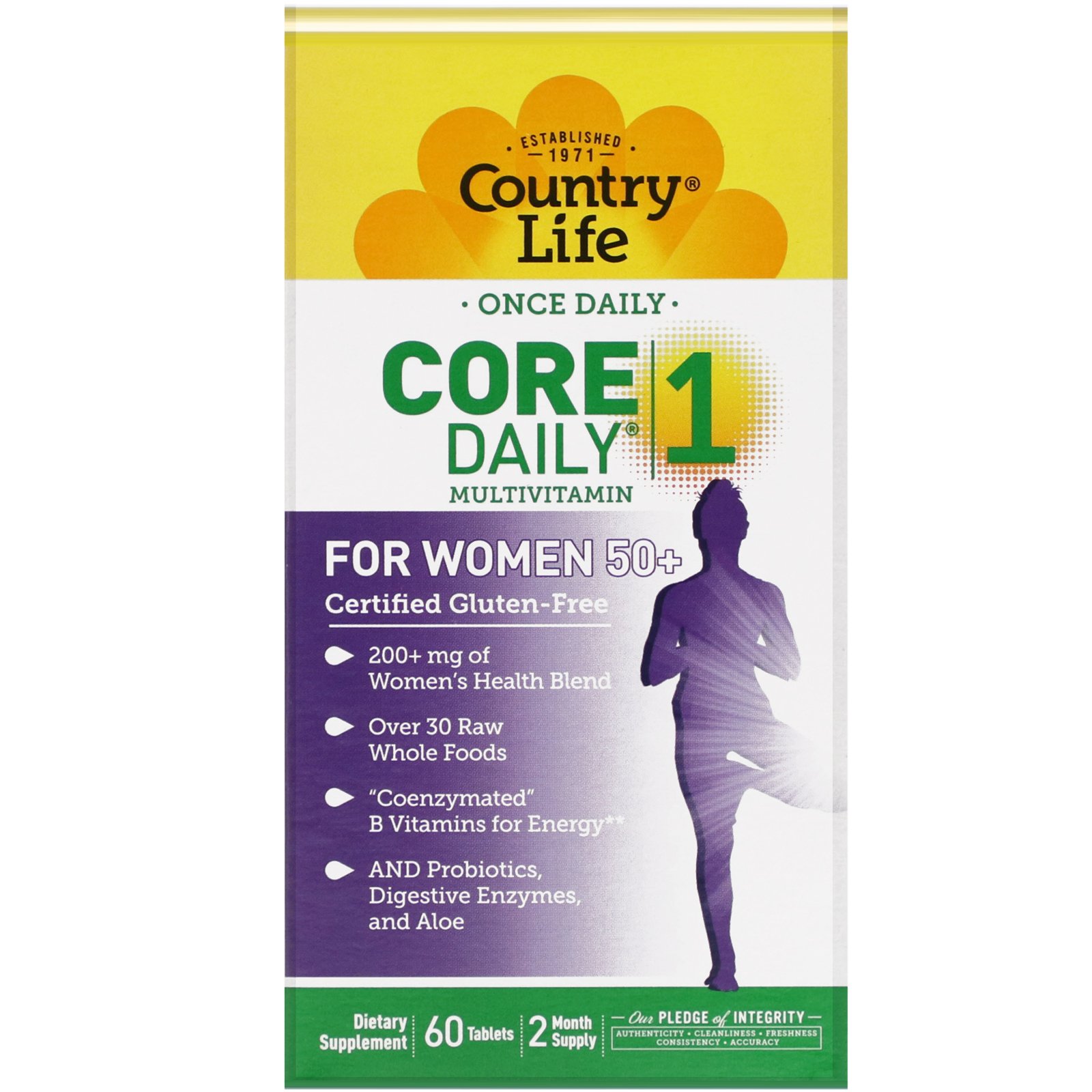 Country Life, Multivitamínico Core Daily-1, Mulheres acima de 50 anos, 60 Comprimidos - Imagem 2