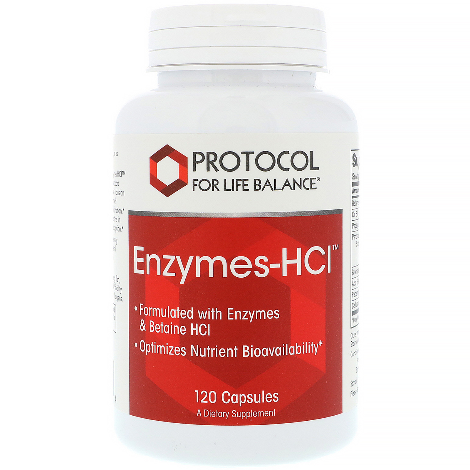 Protocol for Life Balance, Enzimas-HCl, 120 Cápsulas