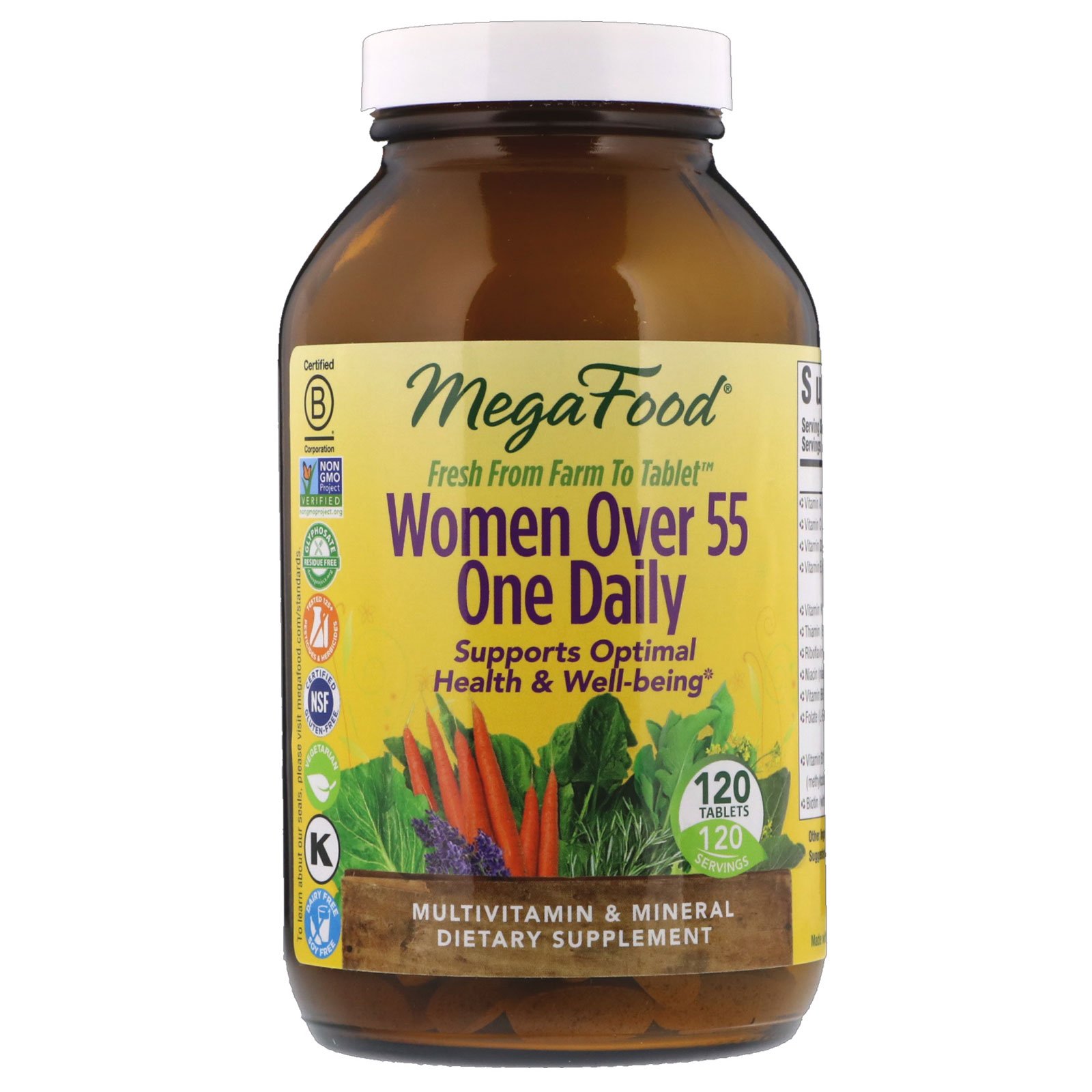 MegaFood, Mulheres Acima dos 55, Um ao Dia, 120 Comprimidos