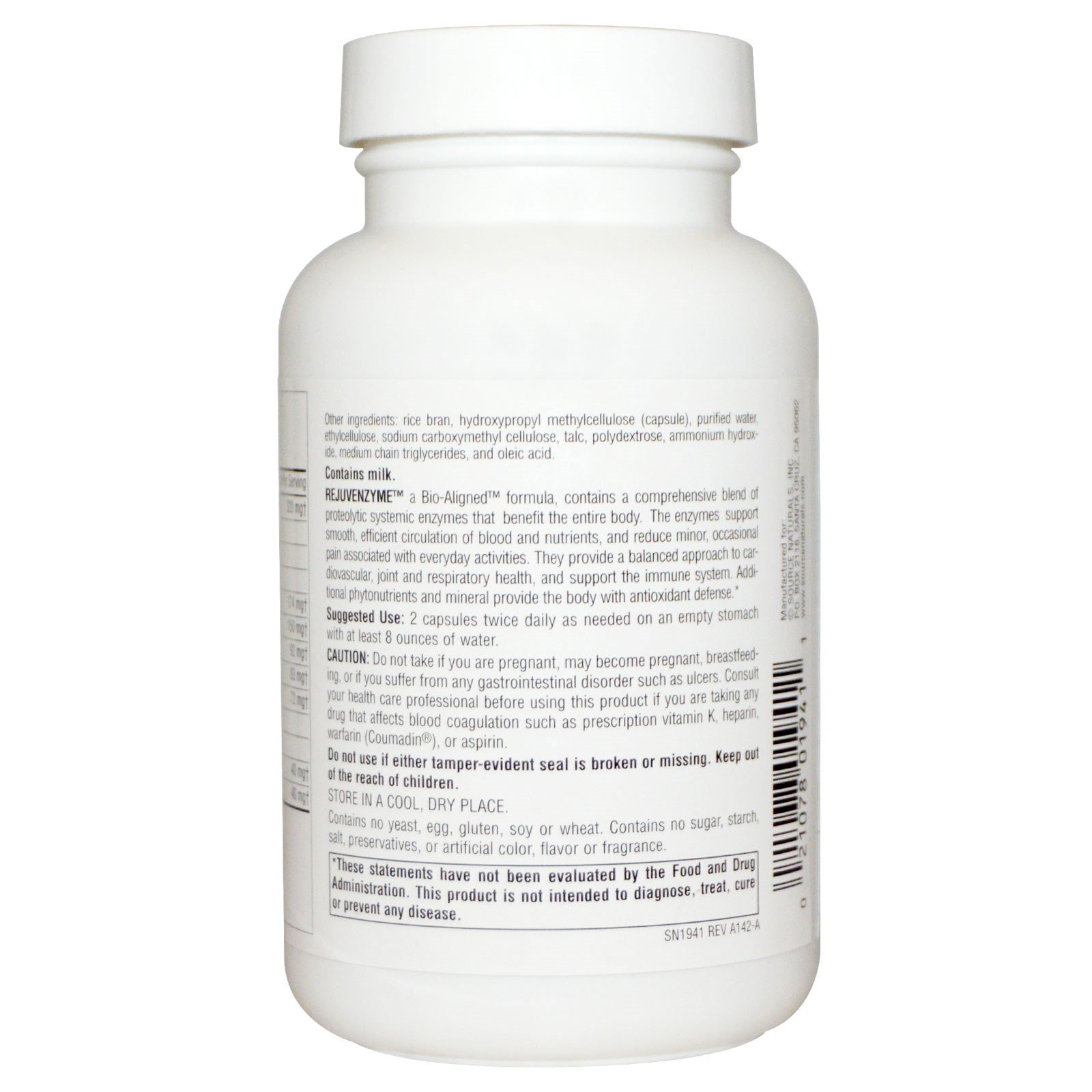 Source Naturals, RejuvenZyme, 120 Cápsulas - Imagem 3