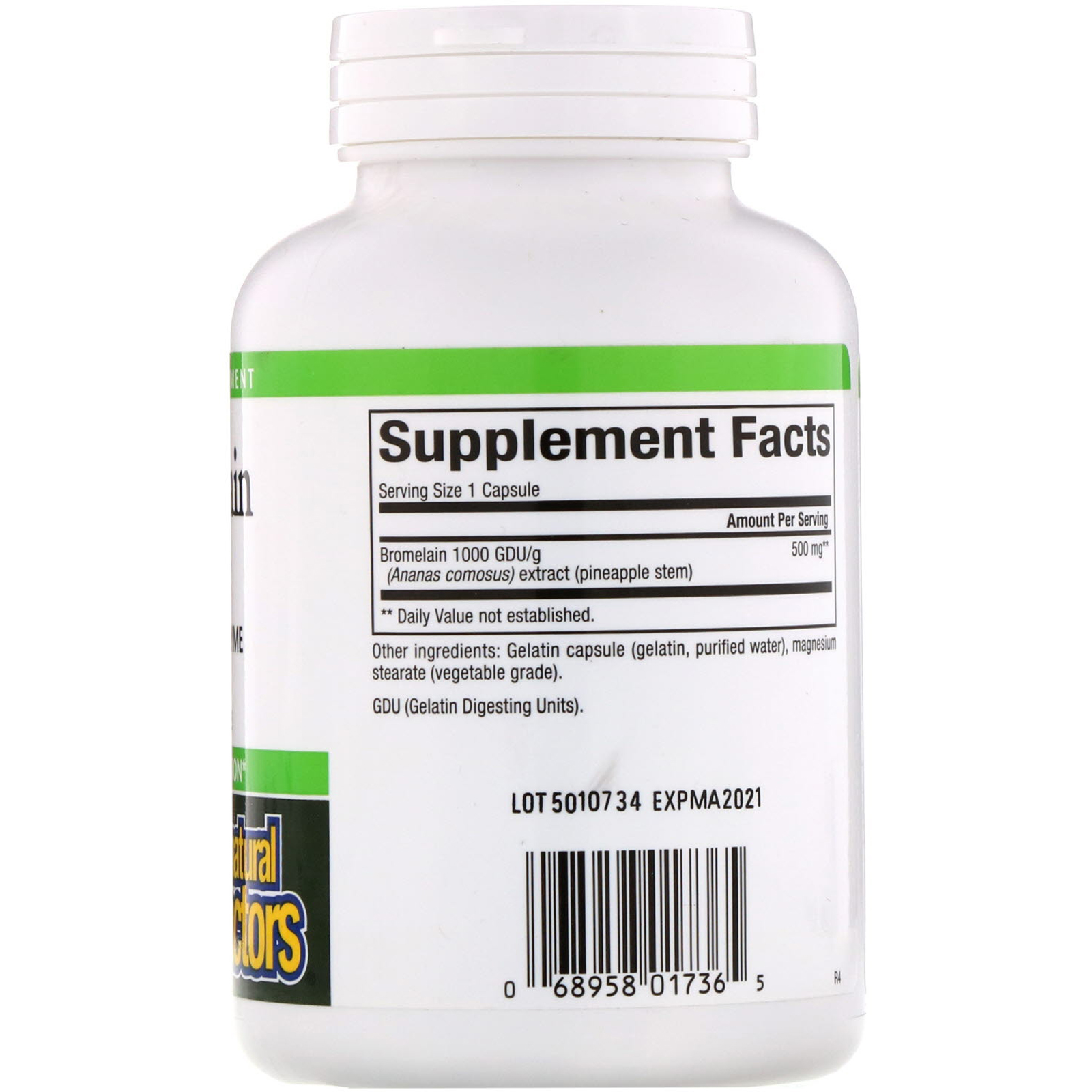 Natural Factors, Bromelaína, 500 mg, 180 cápsulas - Imagem 2