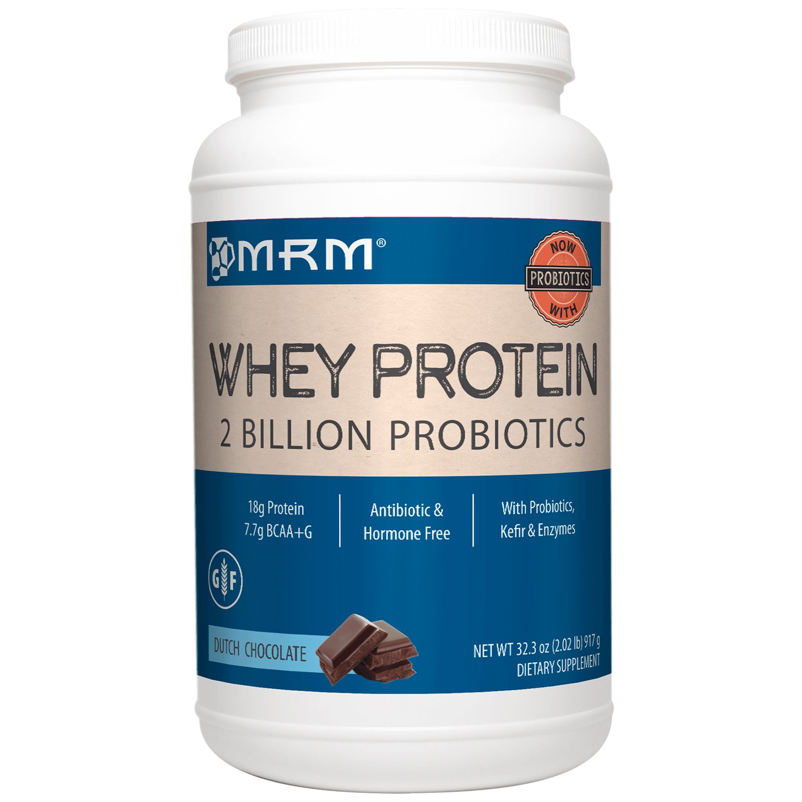 MRM, Proteína Whey Natural, 2 Bilhões de Probióticos, Chocolate Holandês, 917 g