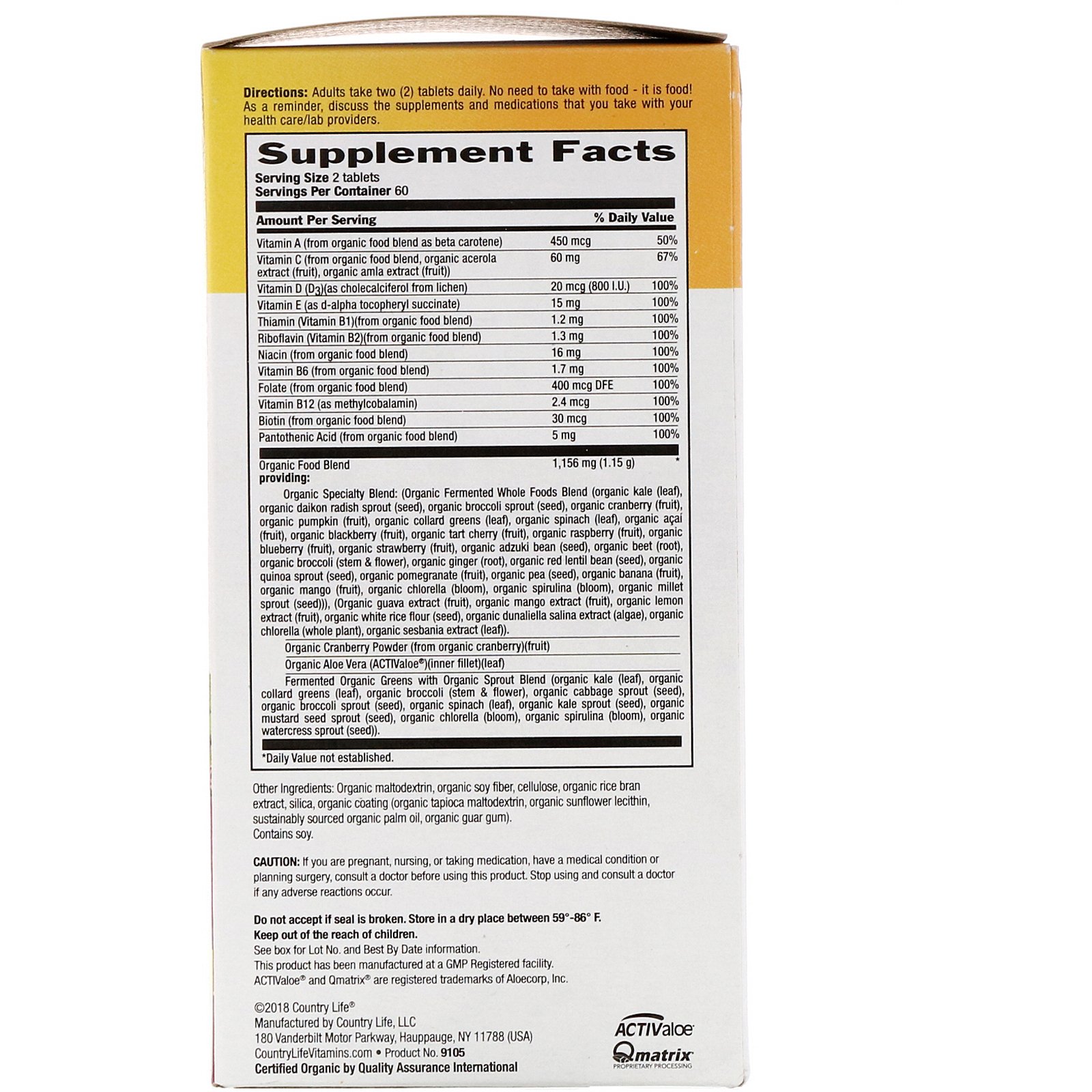Country Life, Realfood Organics, For Women, 120 Easy to Swallow Tablets - Imagem 2