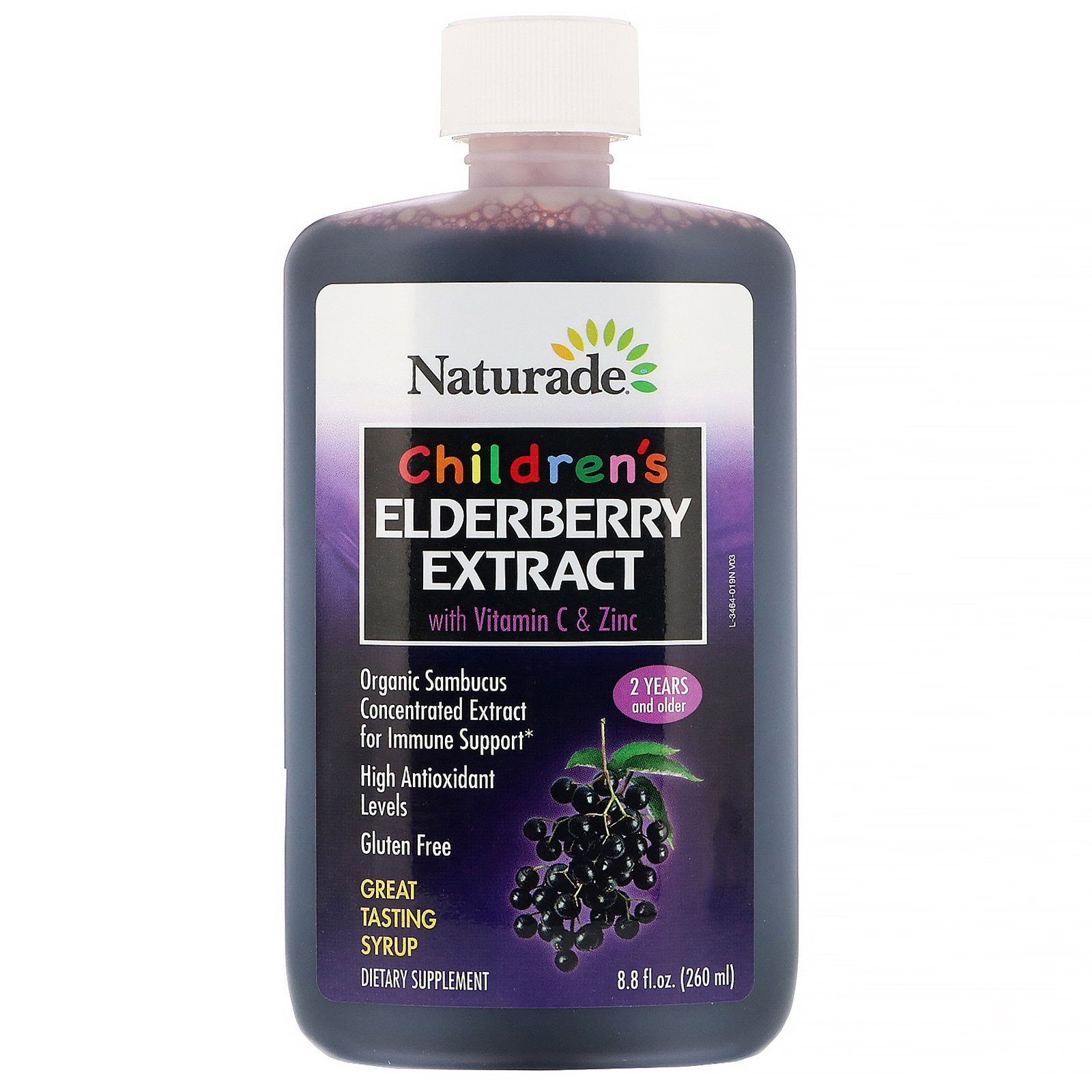 Naturade, Children's Elderberry Extract Syrup with Vitamin C & Zinc, 2 Years and Older, 8.8 fl oz (260 ml) - Imagem 3