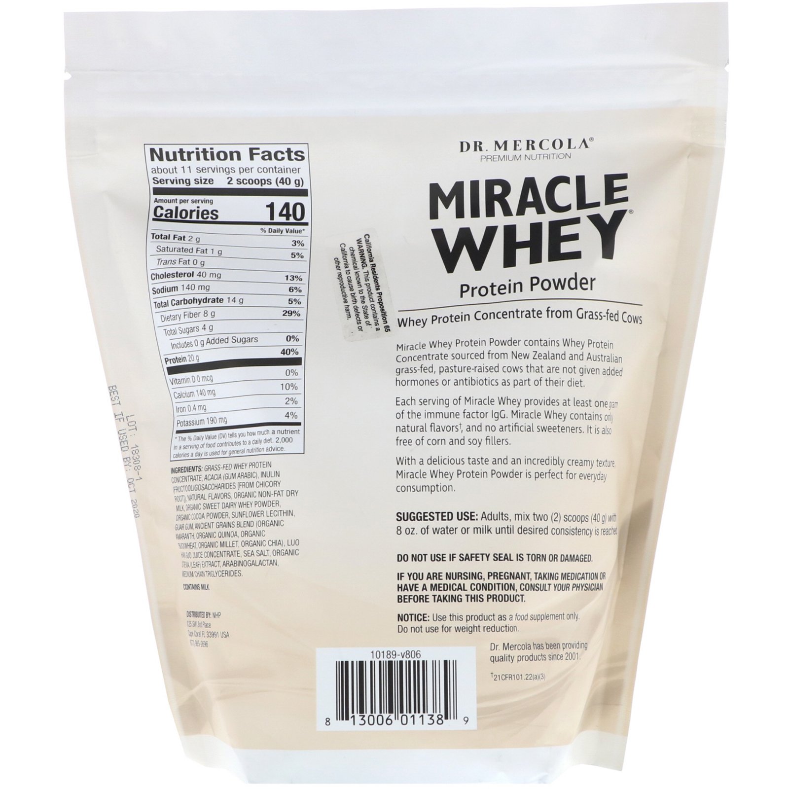 Dr. Mercola, Whey Milagre, Proteína em Pó, Chocolate, 1 lb (454 g) - Imagem 2