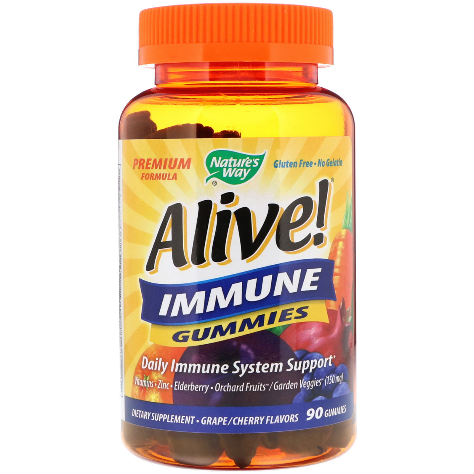 Nature's Way, Vivo! Immune Gummies, Sabores de Uva/Cereja, 90 Jujubas