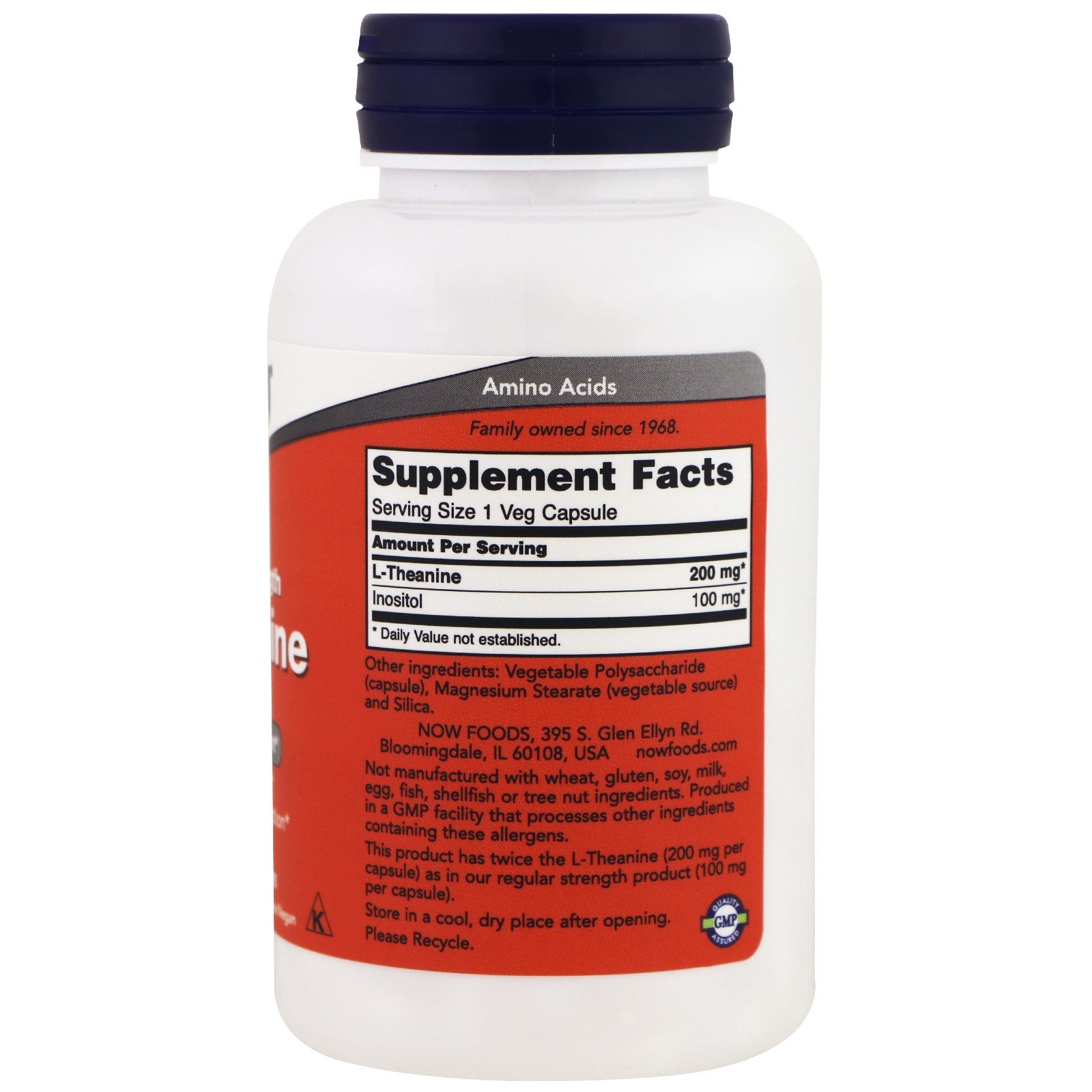Now Foods, L-Teanina, Potência Dupla, 200 mg, 120 Cápsulas Vegetais - Imagem 2