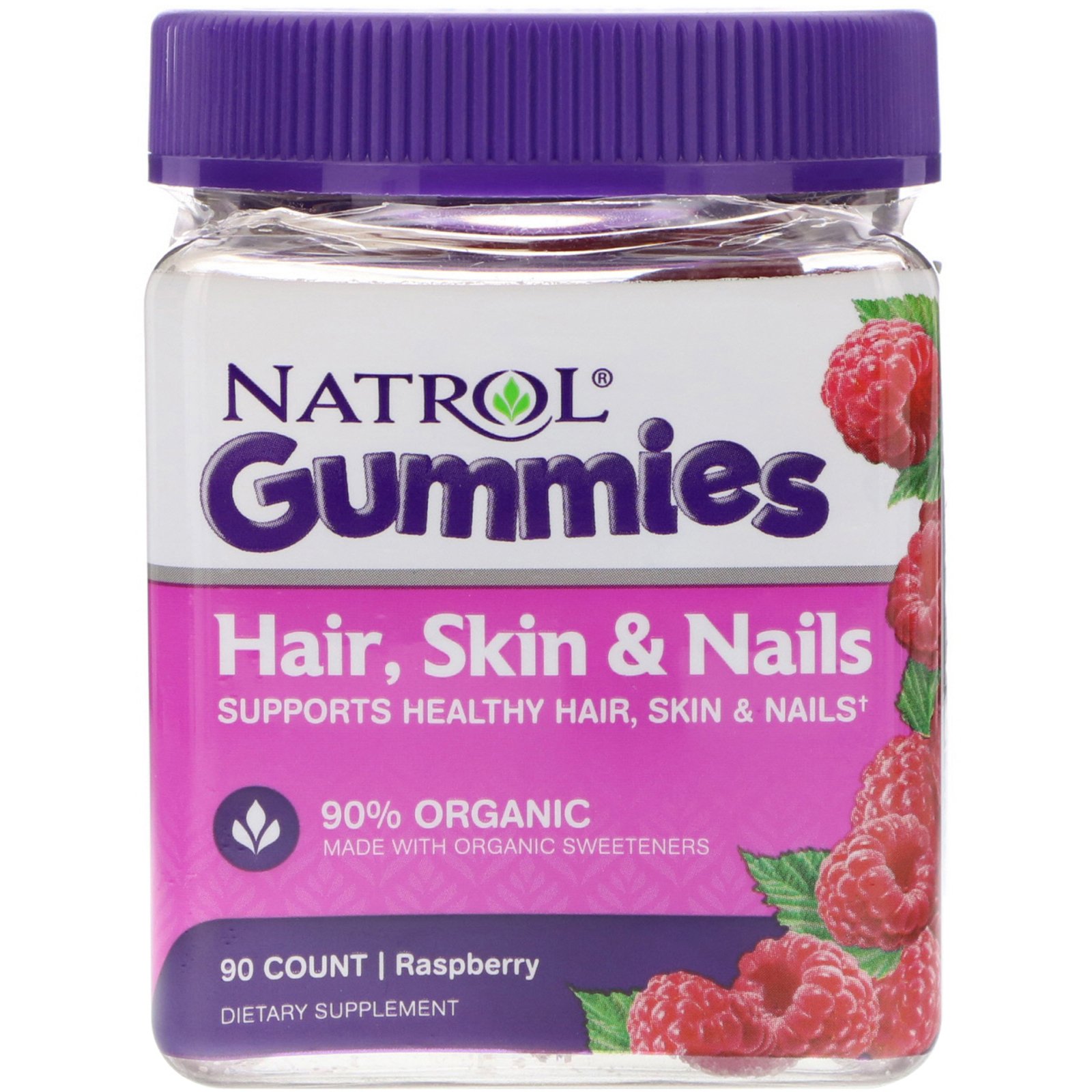 Natrol, Balas de Goma, Cabelo, Pele e Unhas, Framboesa, 90 Unidades