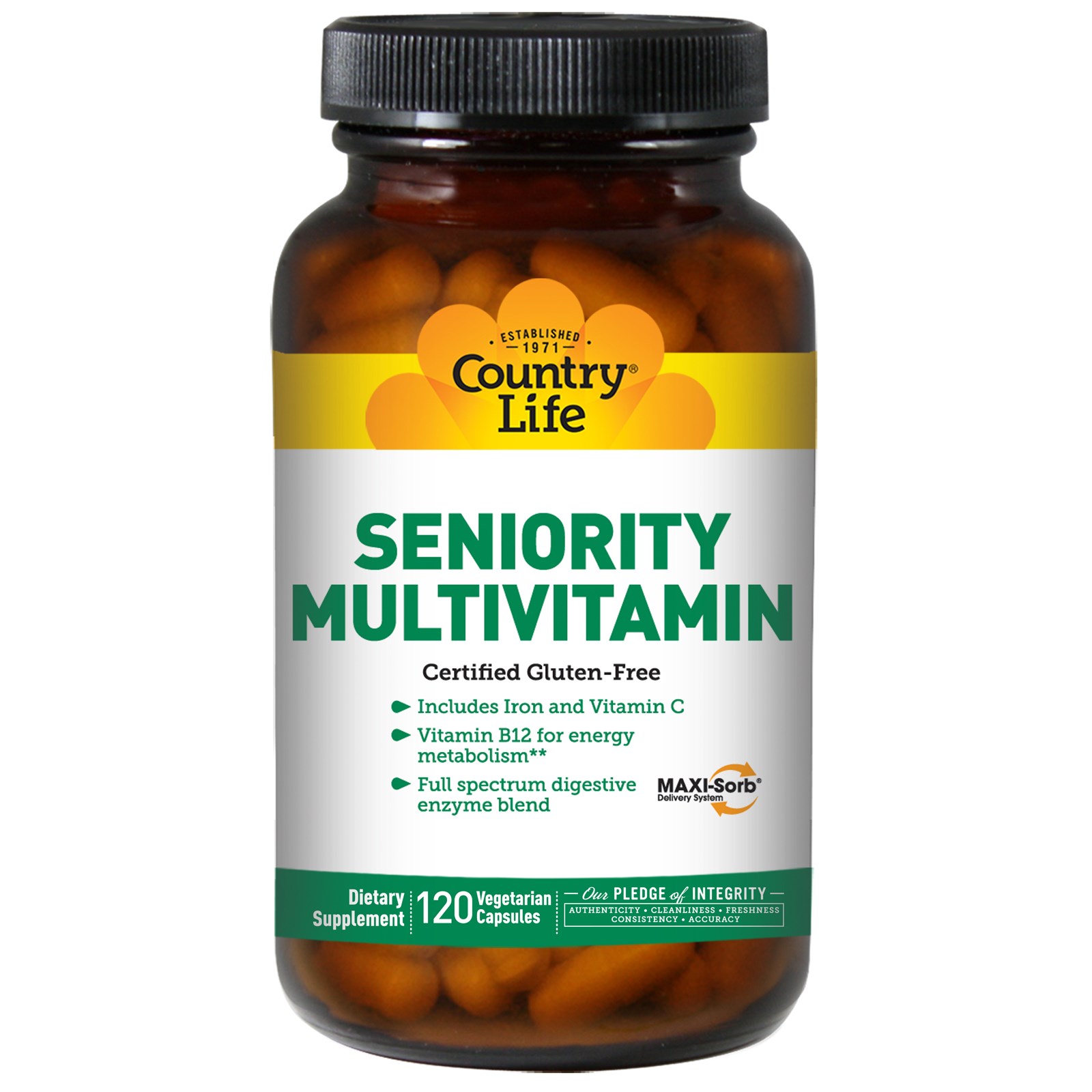 Country Life, Multivitamínico Seniority, 120 Cápsulas Vegetais