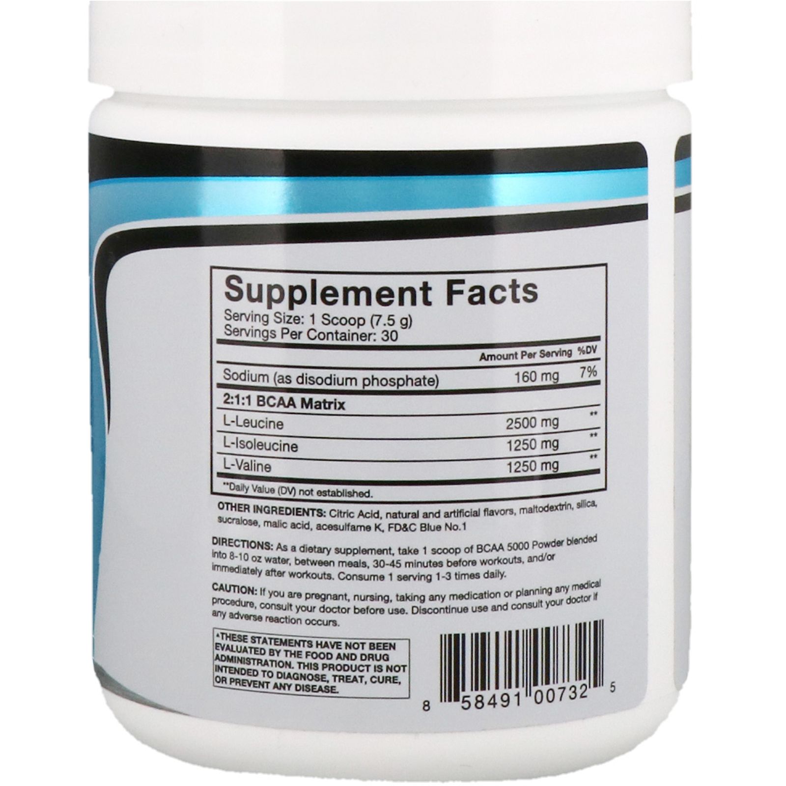 RSP Nutrition, BCAA 5000, Blue Raspberry, 7.94 oz (225g) - Imagem 2