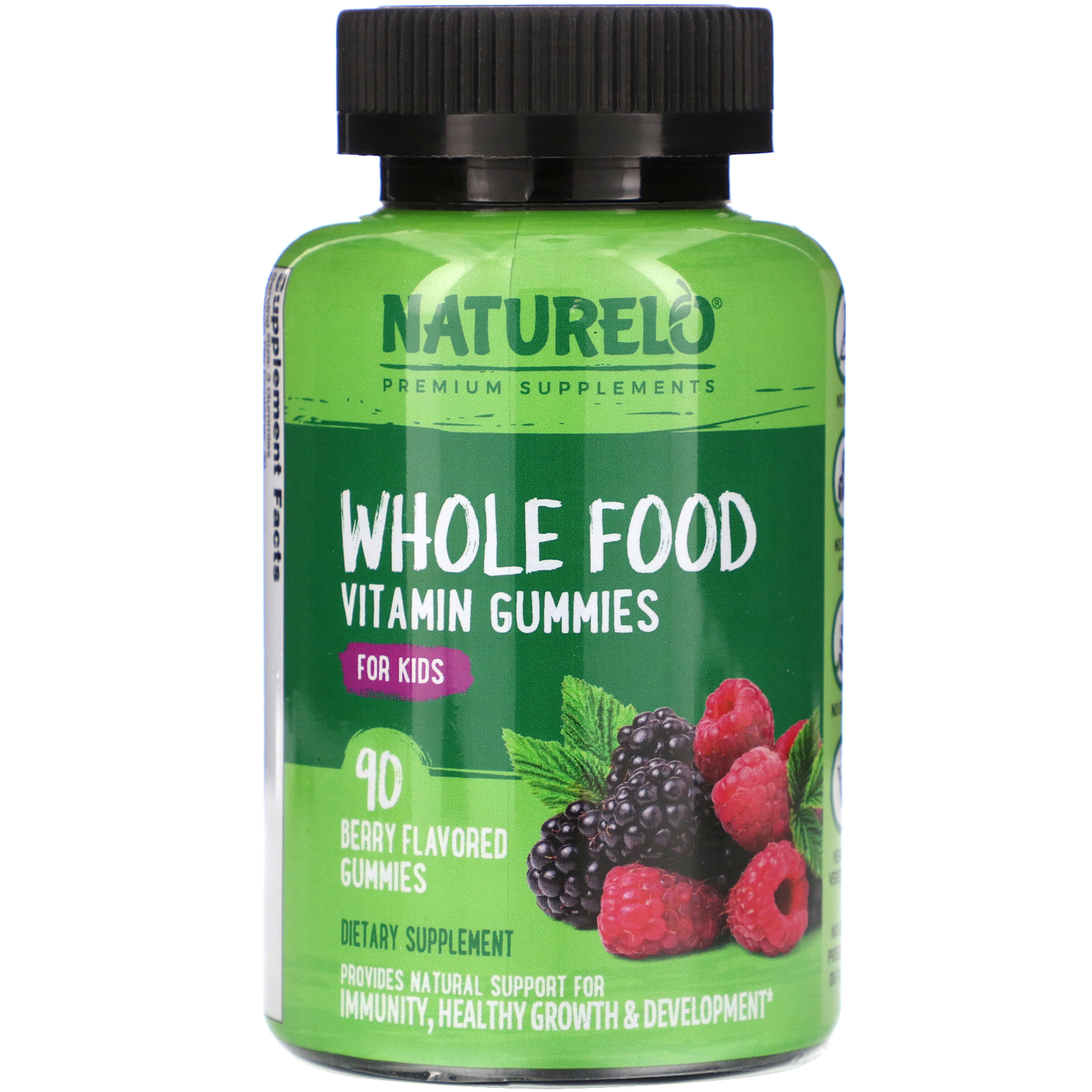 NATURELO, Whole Food Vitamin Gummies for Kids, Berry Flavored, 90 Gummies