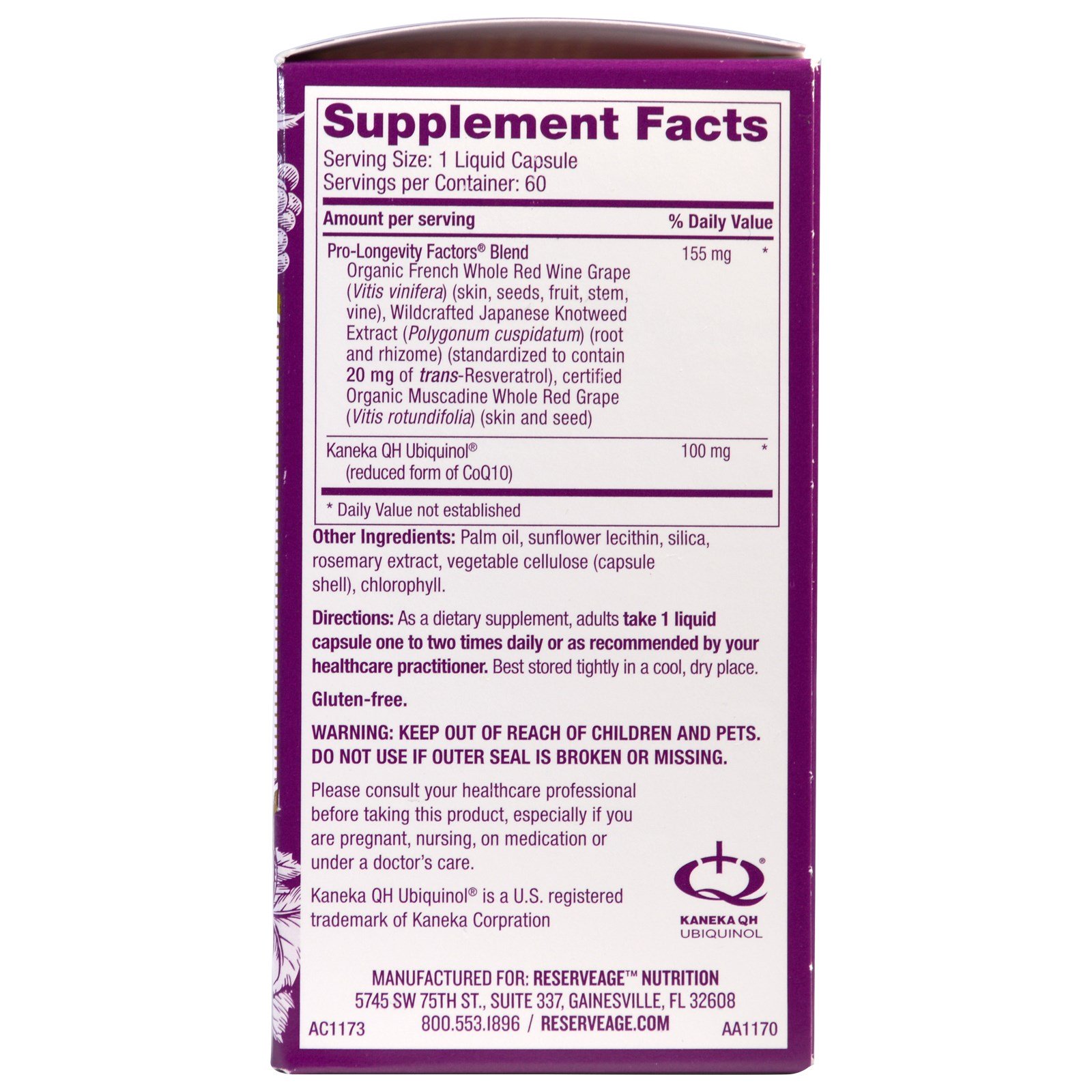 ReserveAge Nutrition, Active Ubiquinol CoQ10 with Resveratrol, 60 Liquid Capsules - Imagem 2