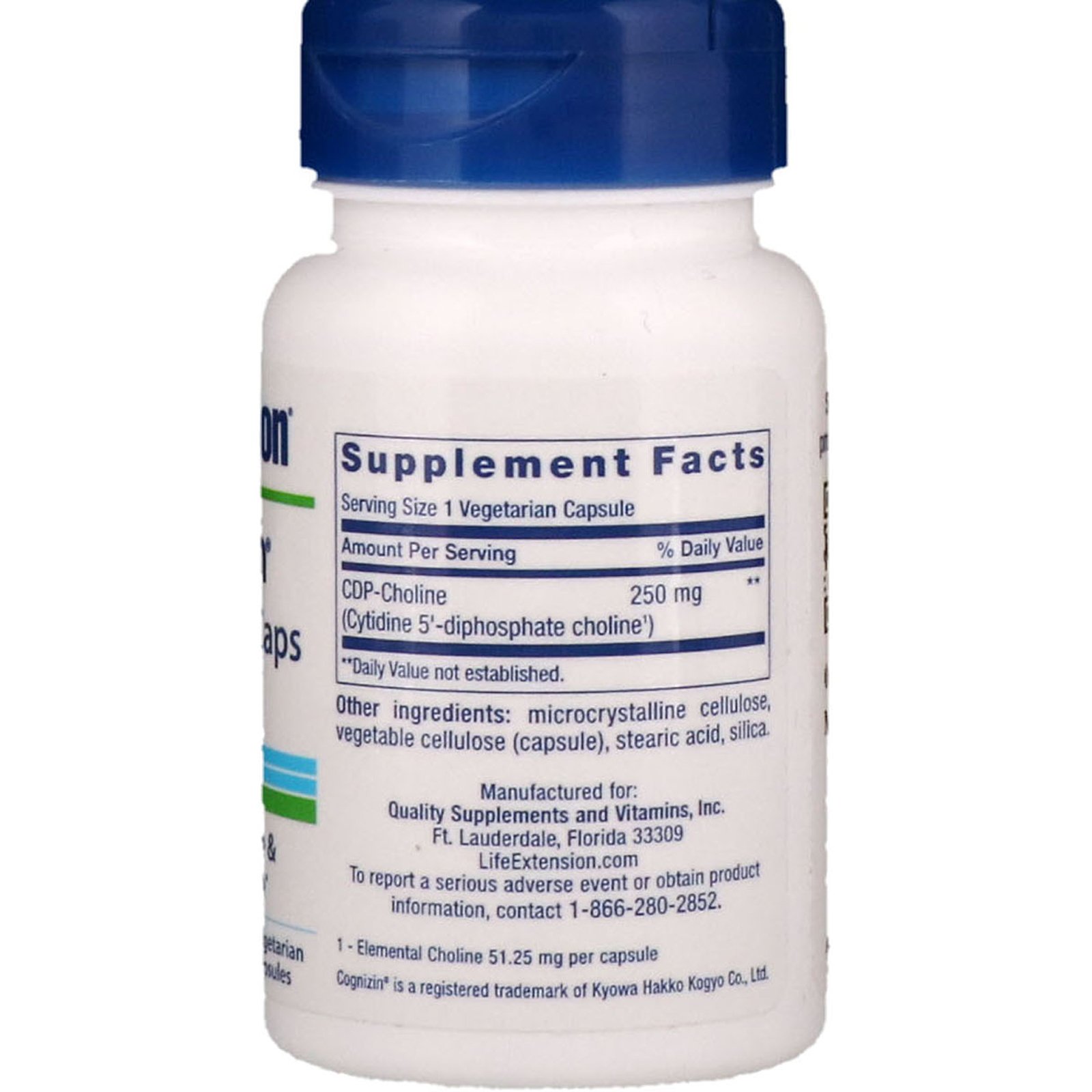 Life Extension, Cognizin, Cápsulas de CDP-Colina, 250 mg, 60 Cápsulas Vegetais - Imagem 2